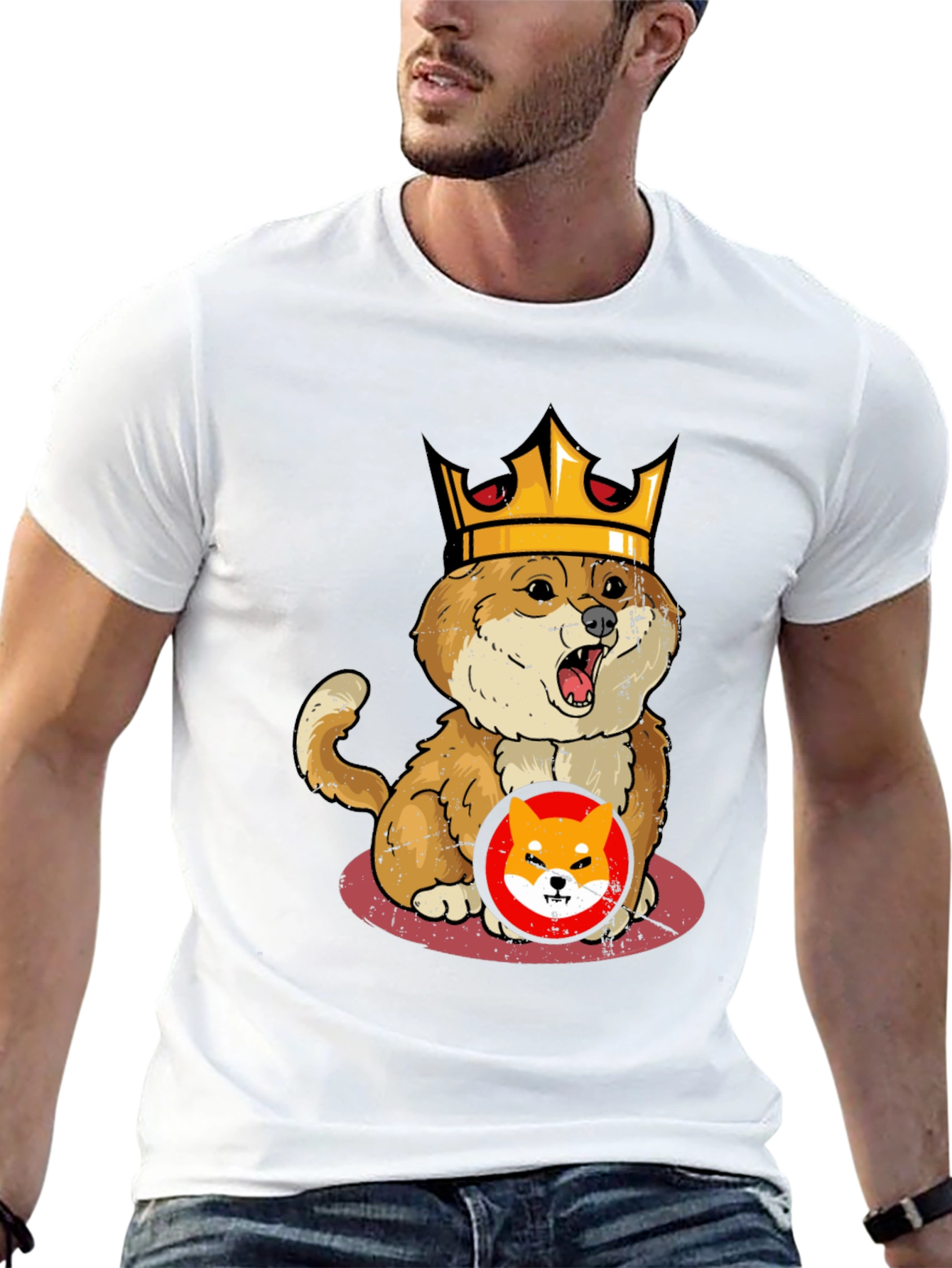 Shiba Inu King T-Shirt - Crypto Doge Crown Tee