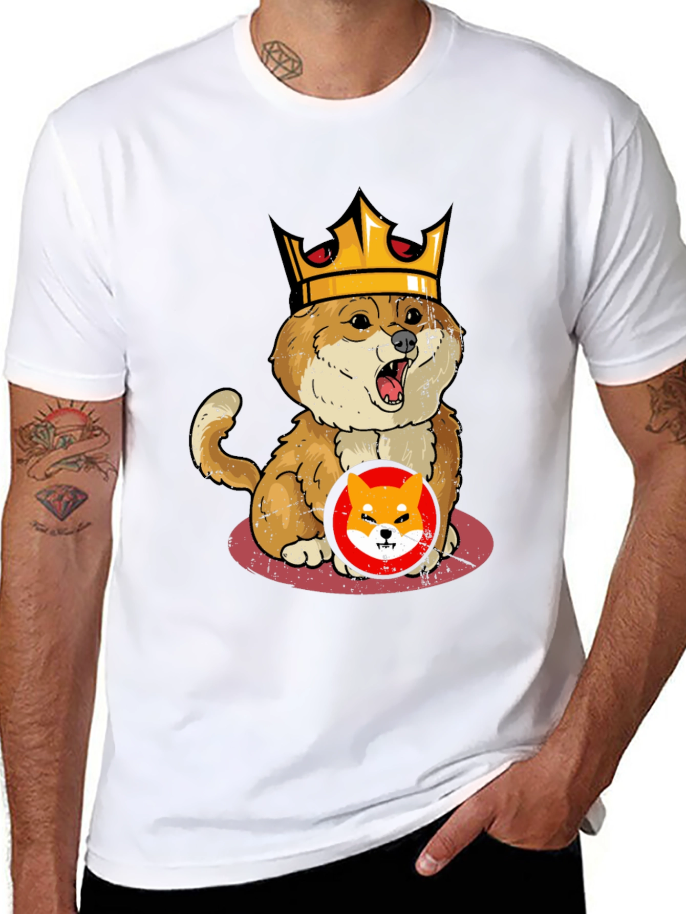 Shiba Inu King T-Shirt - Crypto Doge Crown Tee