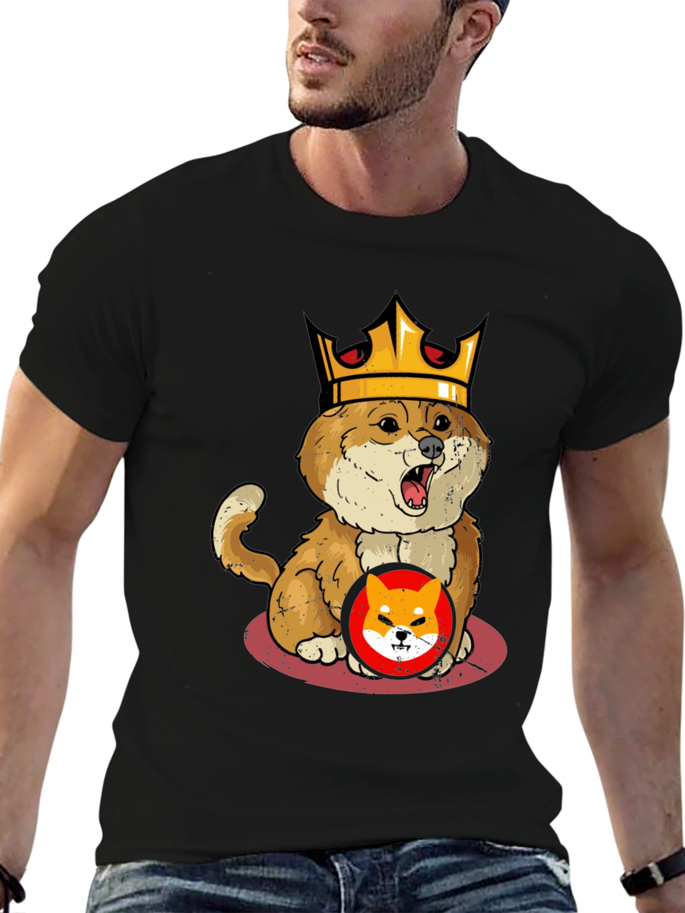 Shiba Inu King T-Shirt - Crypto Doge Crown Tee