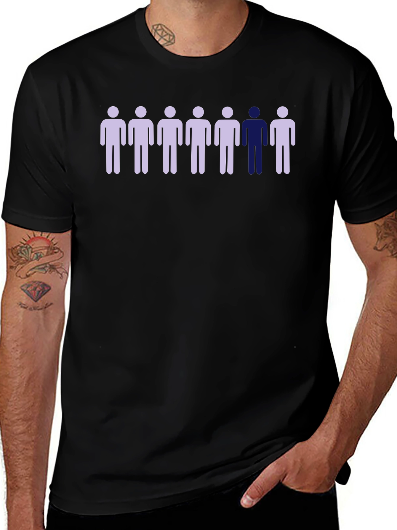 Unique Stick Figure Graphic Tee - Black Cotton Shirt