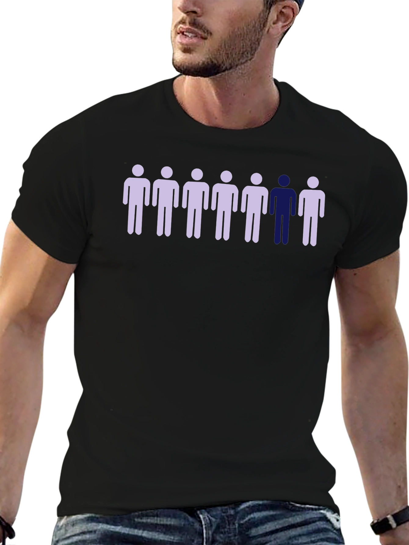 Unique Stick Figure Graphic Tee - Black Cotton Shirt