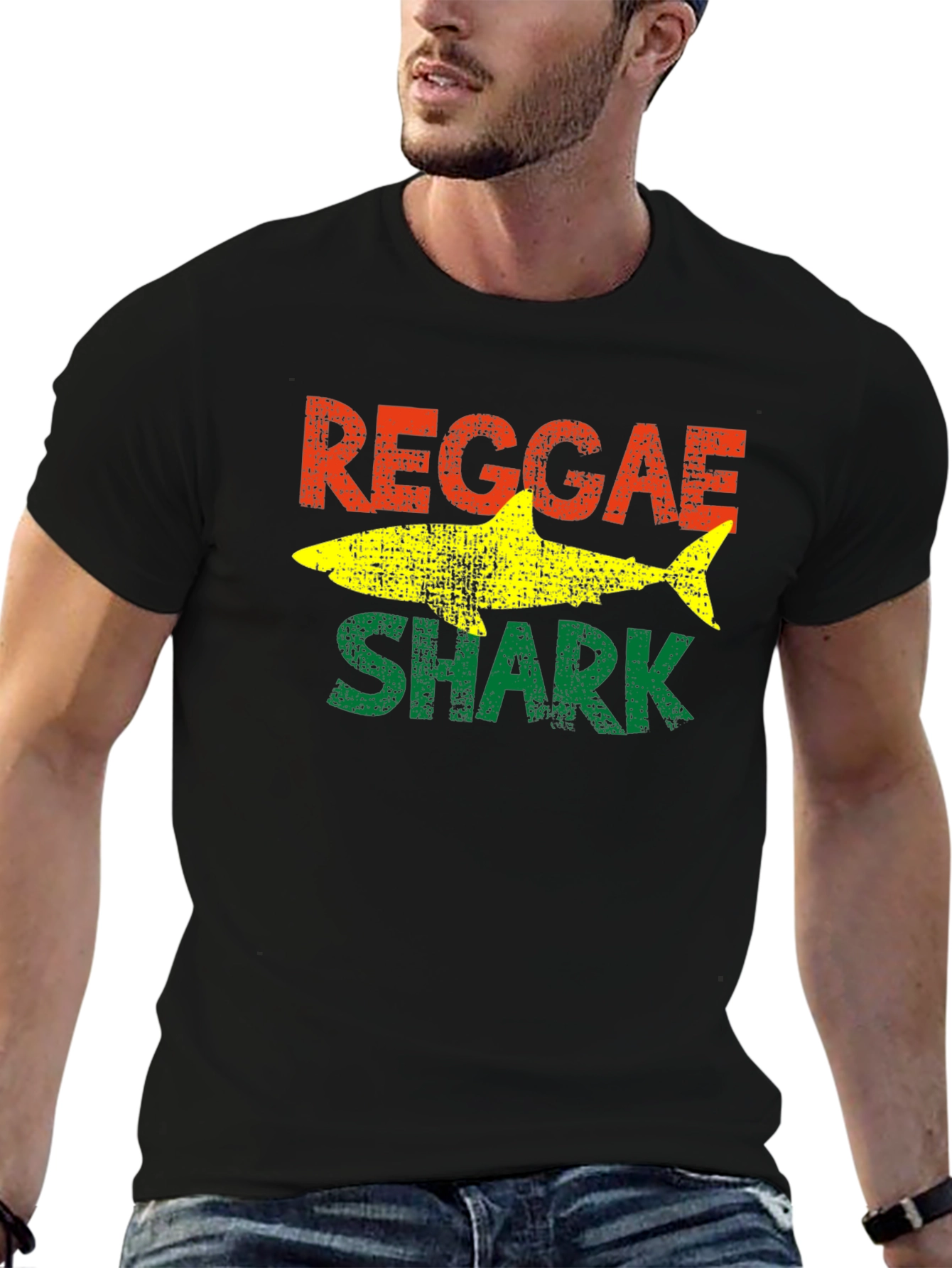 Reggae Shark Graphic Tee - Rasta Inspired T-Shirt