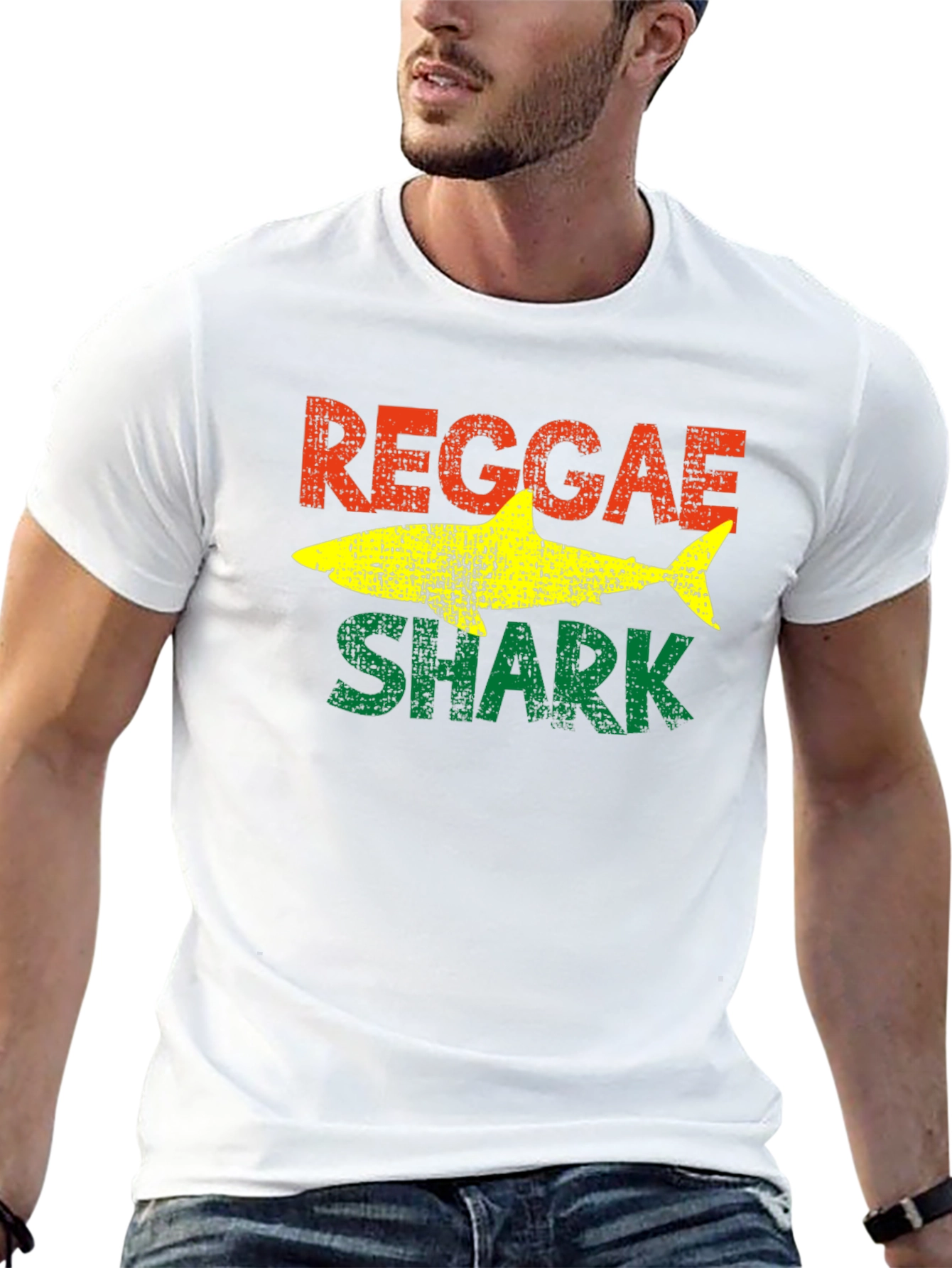 Reggae Shark Graphic Tee - Rasta Inspired T-Shirt