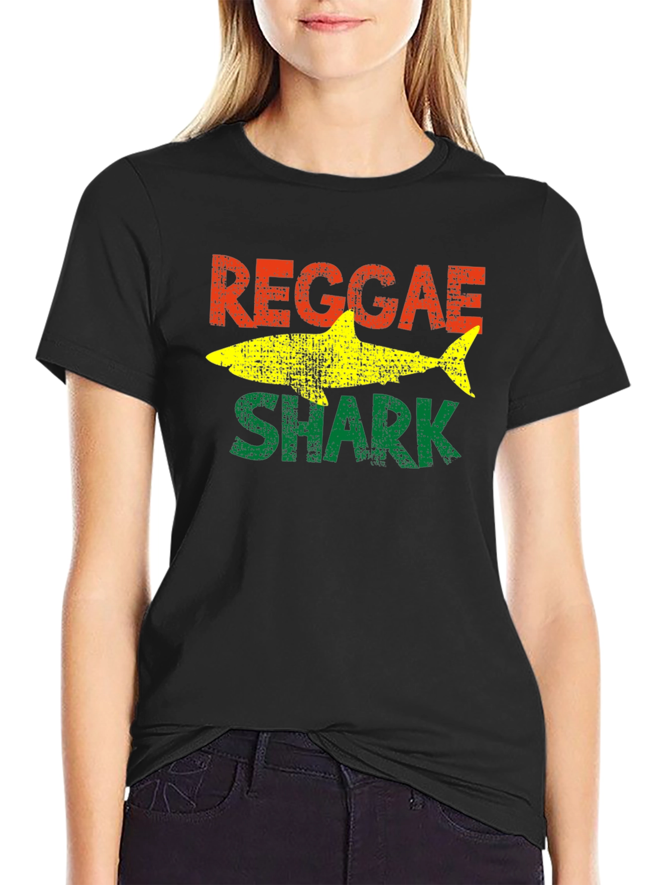 Reggae Shark Graphic Tee - Rasta Inspired T-Shirt