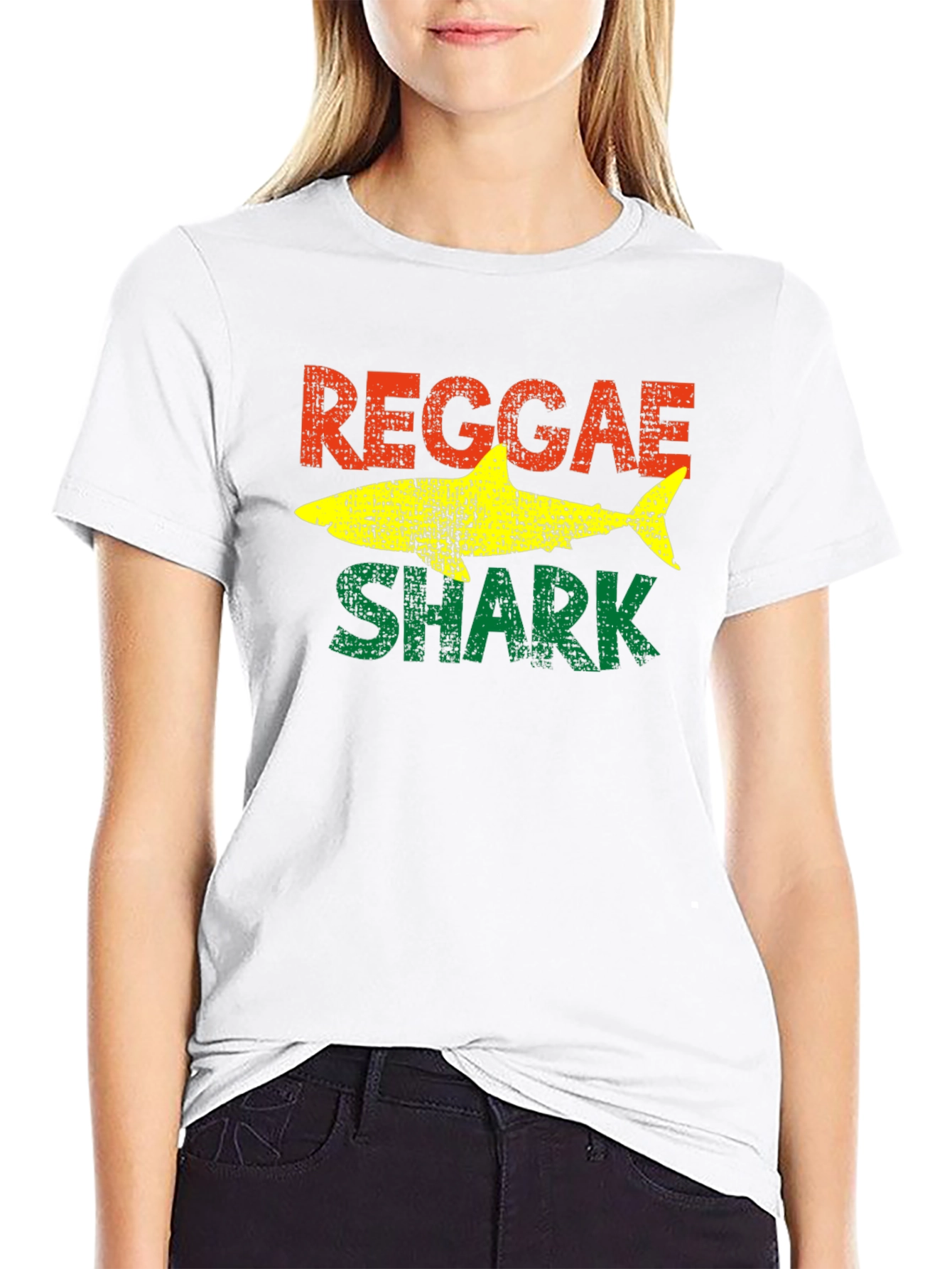 Reggae Shark Graphic Tee - Rasta Inspired T-Shirt
