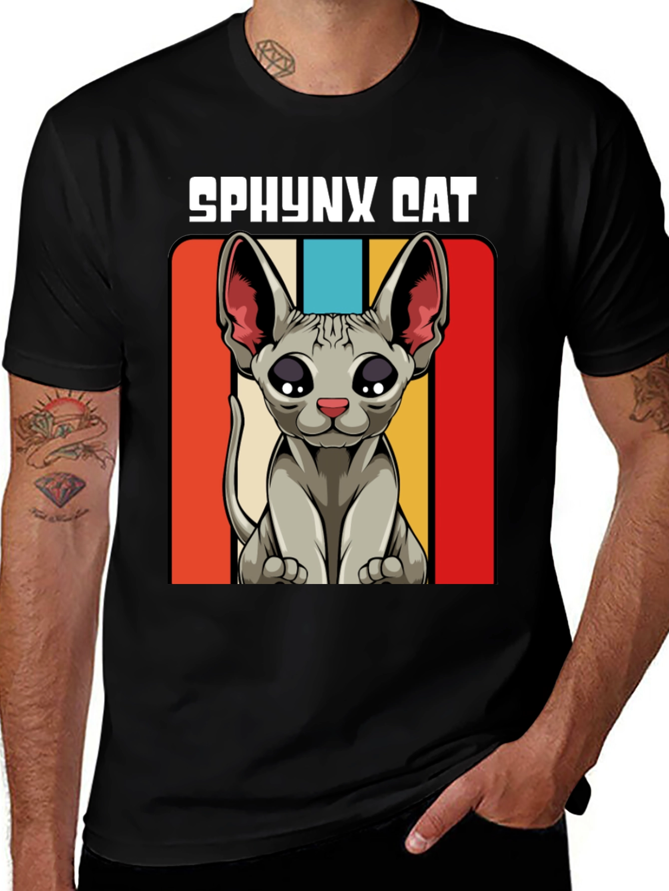 Retro Sphynx Cat Graphic T-Shirt