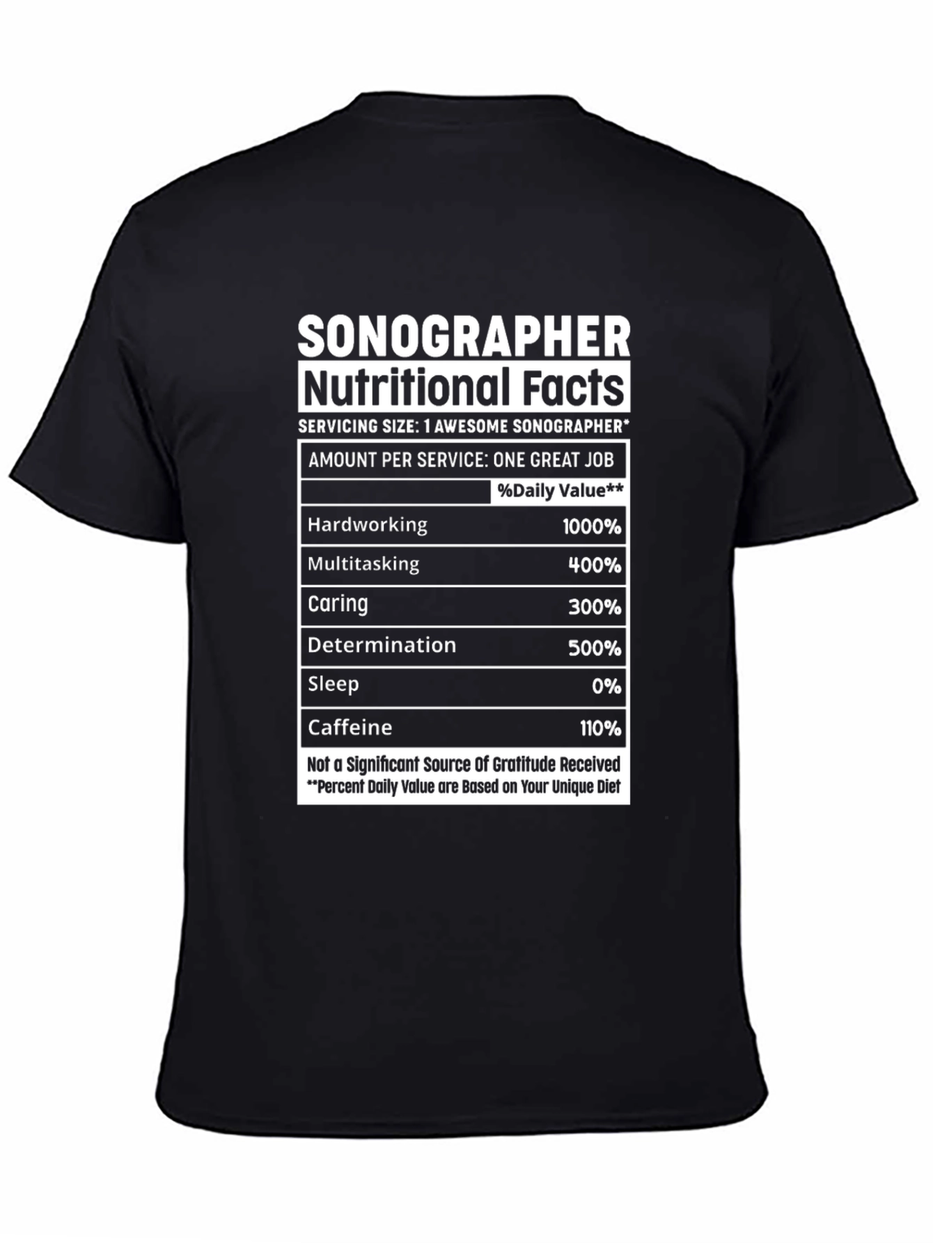 Sonographer Nutritional Facts Novelty T-Shirt