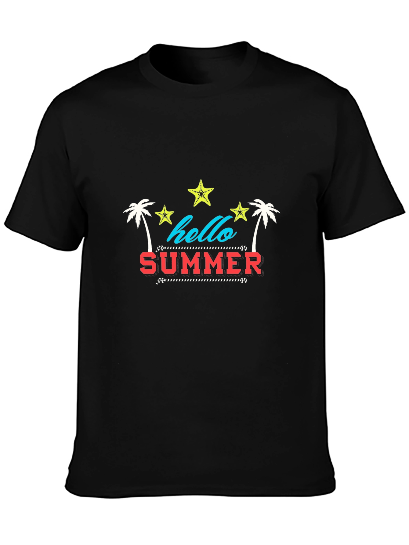 Hello Summer Graphic Tee - Black Cotton Blend