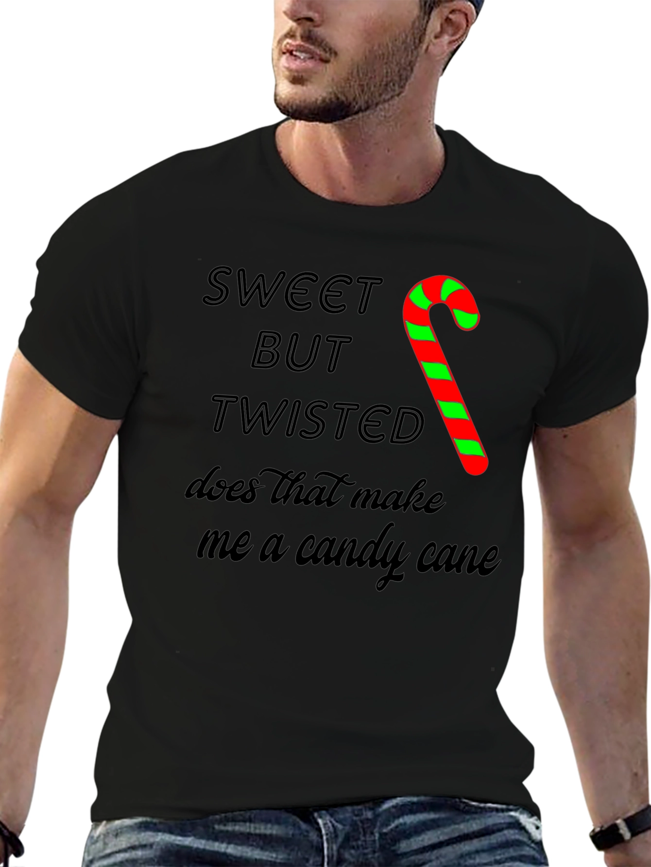Sweet But Twisted Candy Cane Graphic T-Shirt