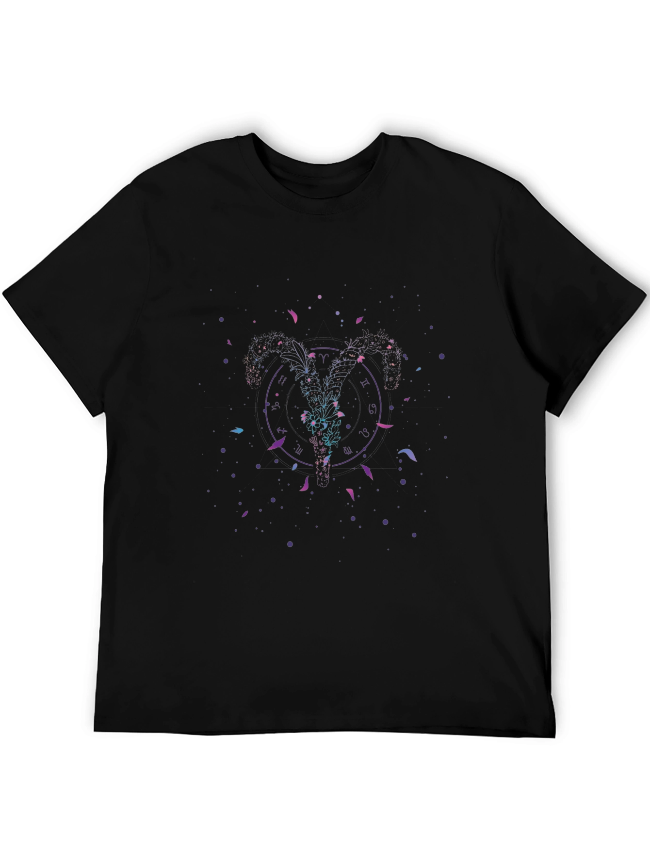 Aries Zodiac Graphic Black T-Shirt
