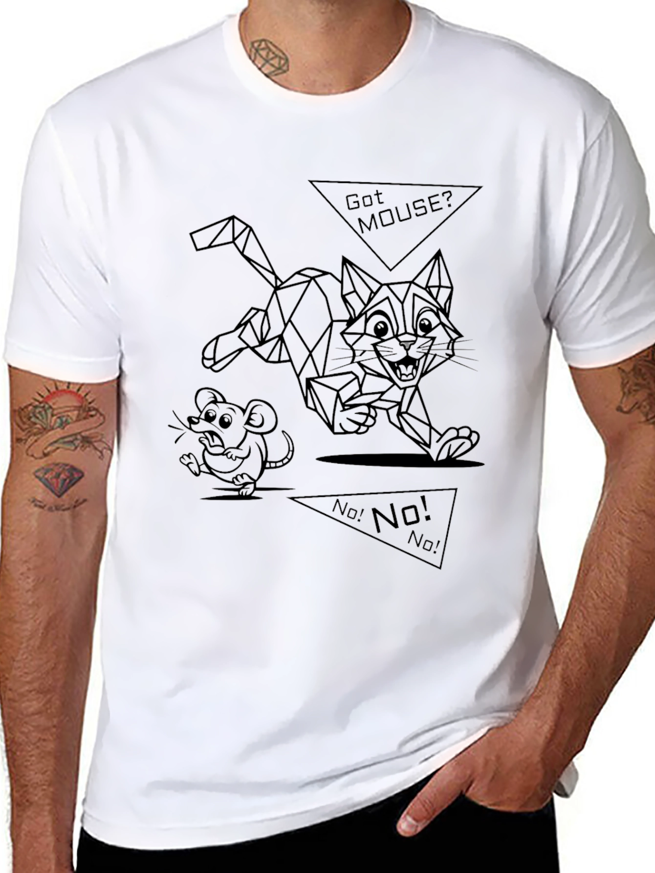 Cat and Mouse Graphic Tee - Black T-Shirt