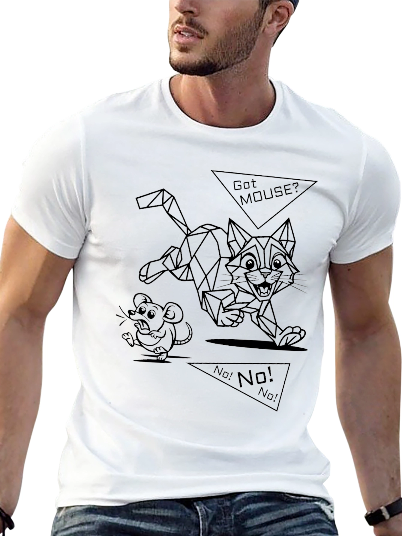 Cat and Mouse Graphic Tee - Black T-Shirt
