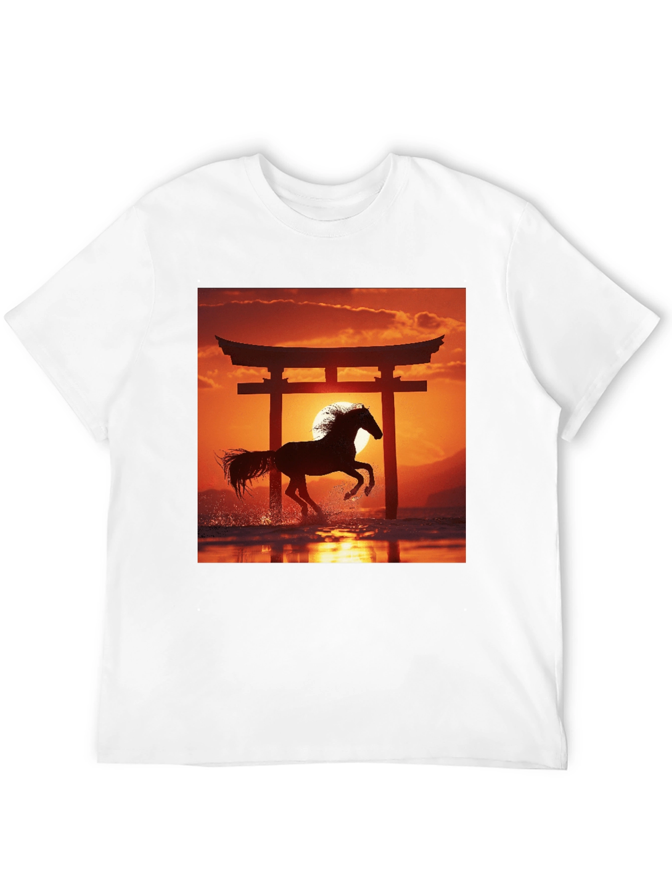Horse Torii Gate Graphic Tee - Black