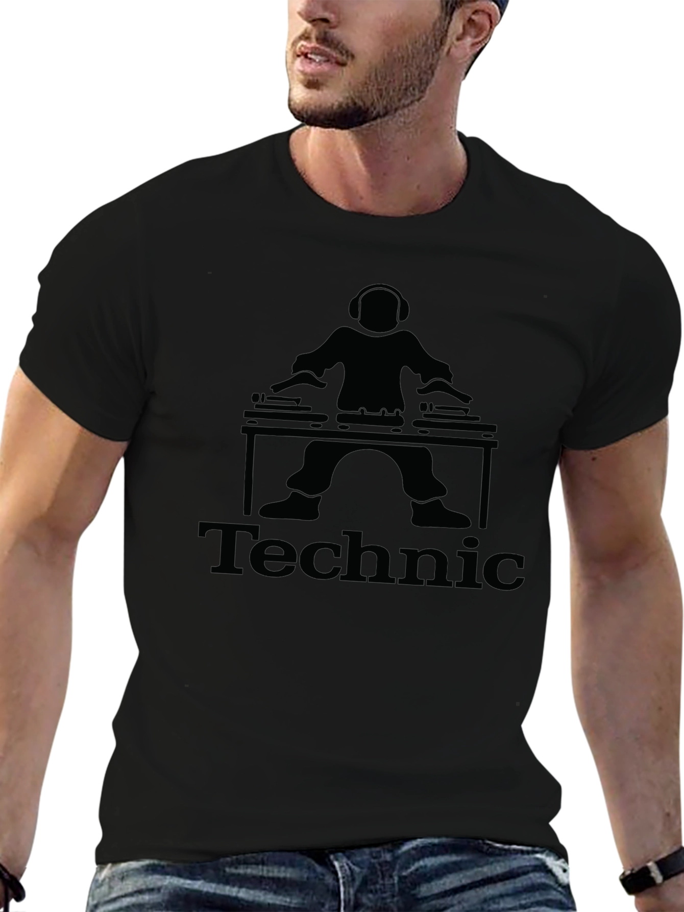 Technics DJ Black T-Shirt Turntable Graphic Tee
