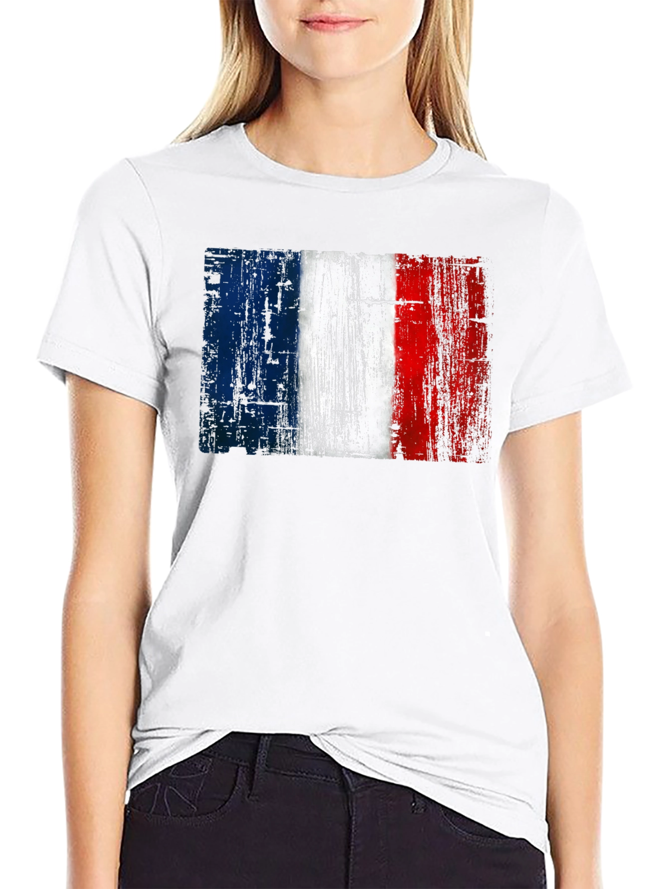 French Flag Graphic Black T-Shirt