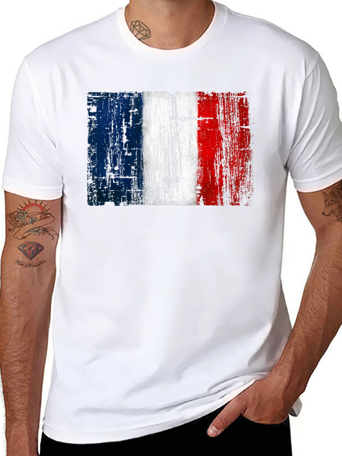 French Flag Graphic Black T-Shirt