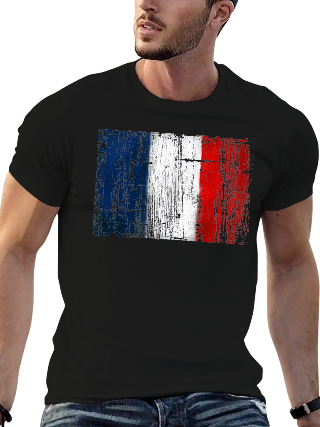 French Flag Graphic Black T-Shirt