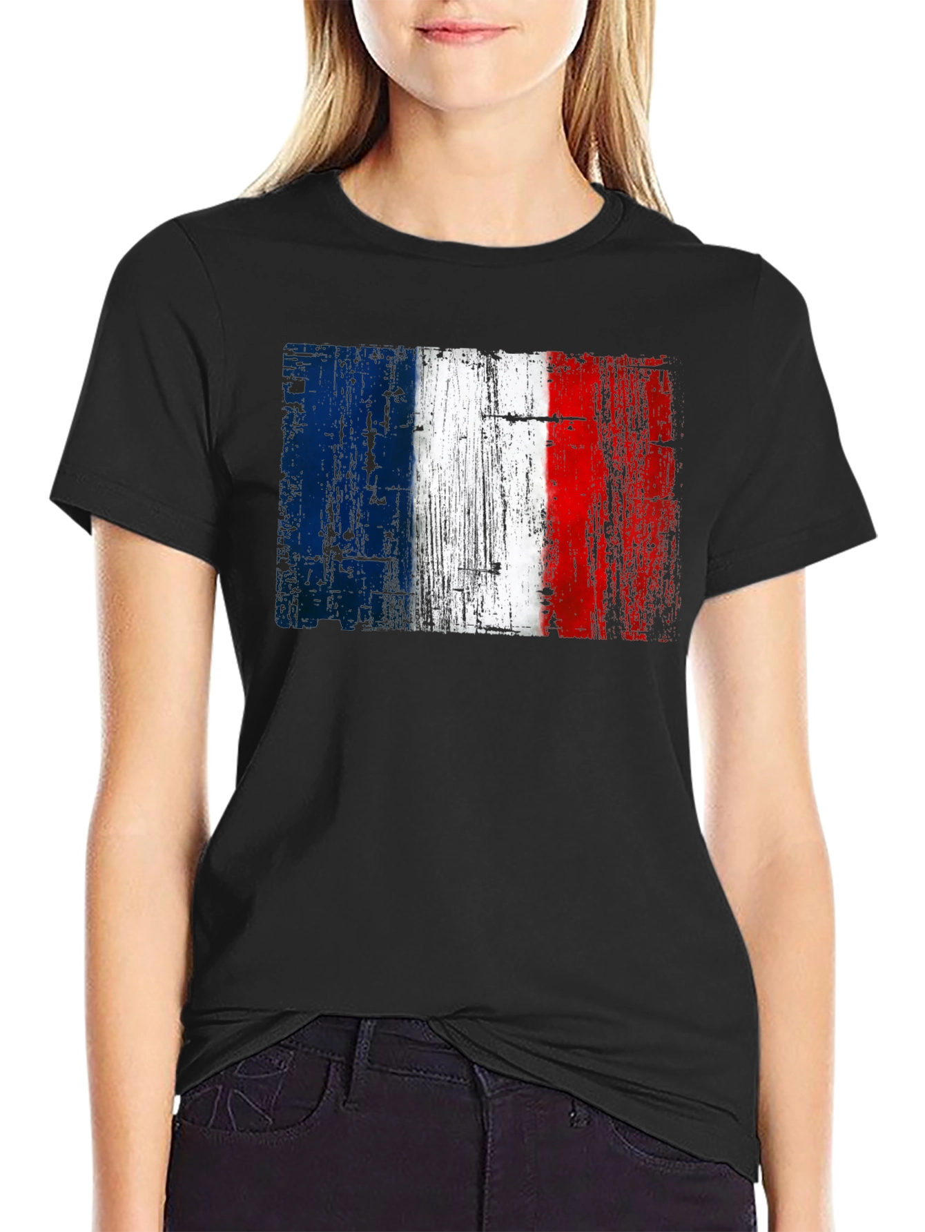 French Flag Graphic Black T-Shirt