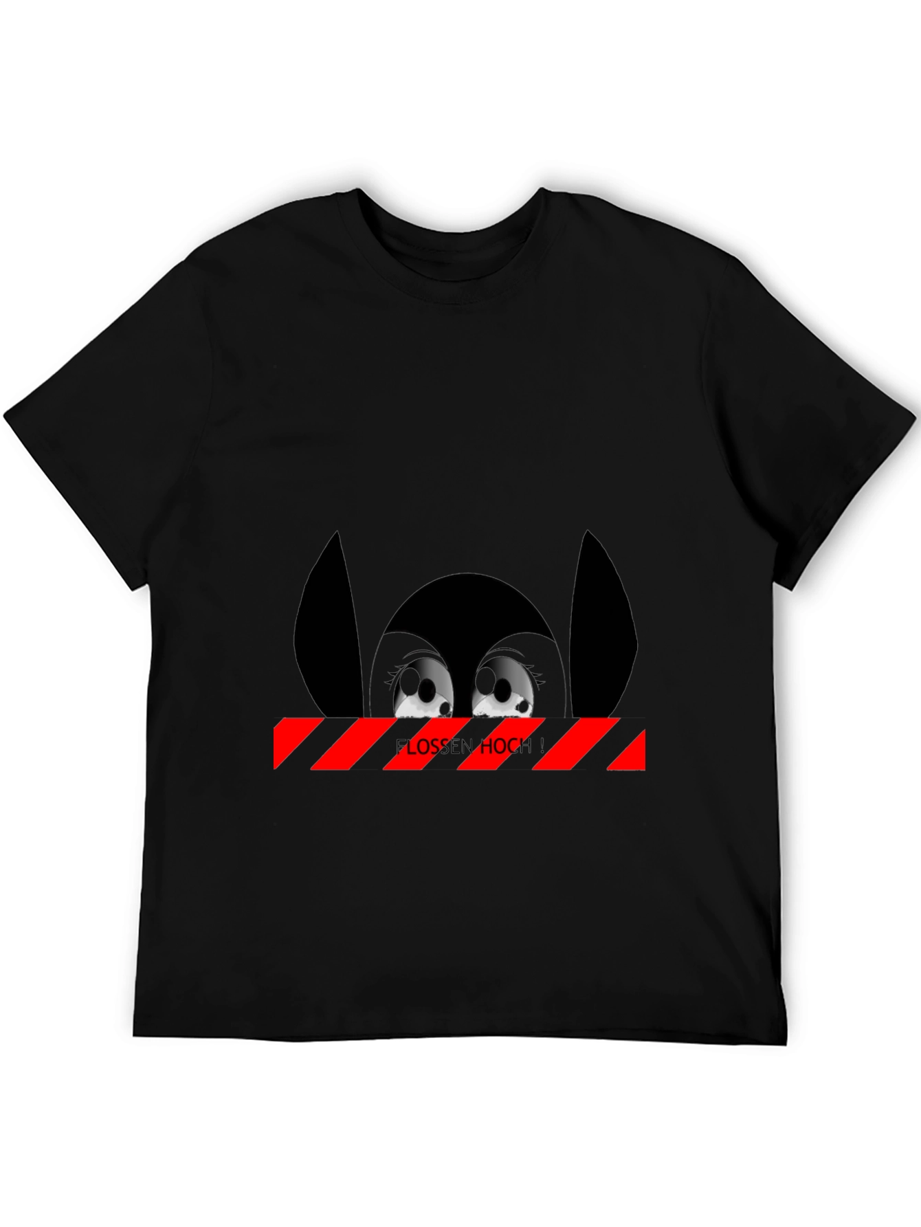 Cartoon Eyes Black T-Shirt - Flossen Hoch!