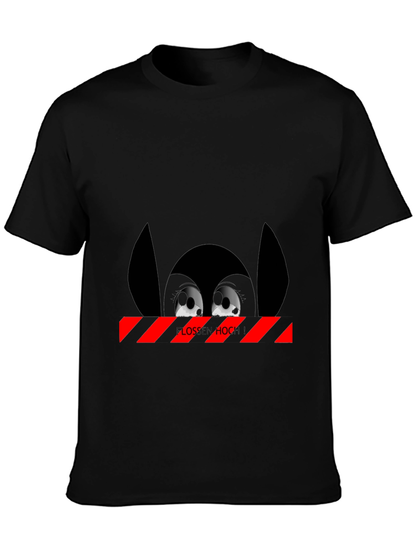 Cartoon Eyes Black T-Shirt - Flossen Hoch!