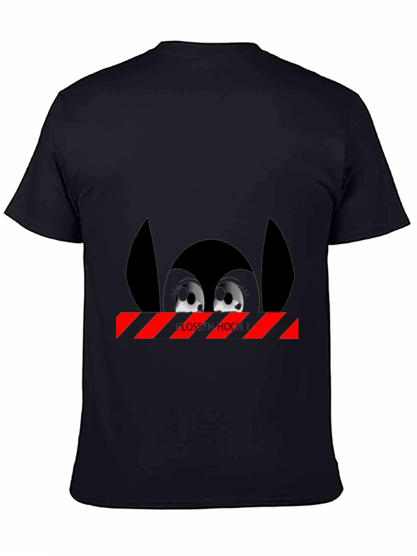 Cartoon Eyes Black T-Shirt - Flossen Hoch!
