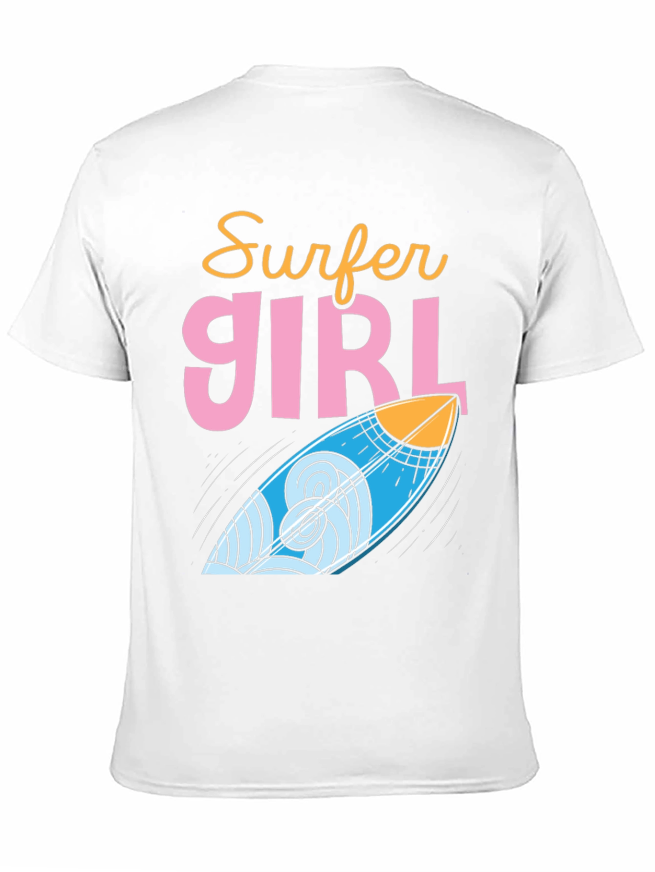 Surfer Girl Graphic Tee - Cool Surfboard Design