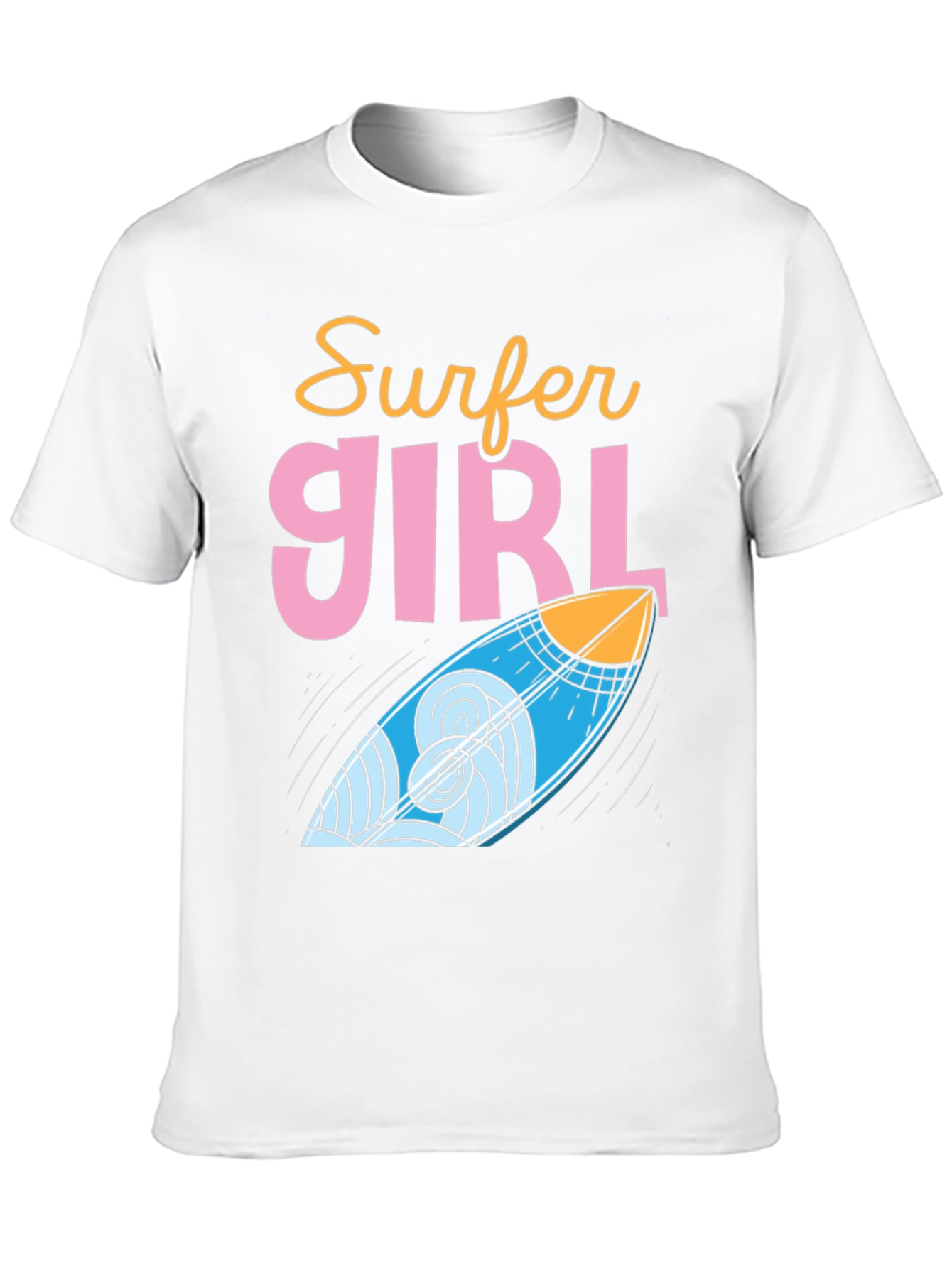 Surfer Girl Graphic Tee - Cool Surfboard Design