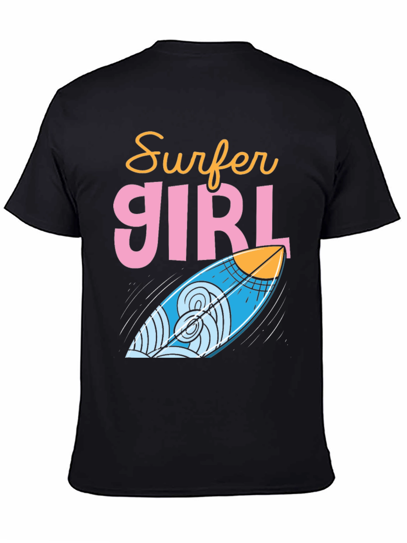 Surfer Girl Graphic Tee - Cool Surfboard Design