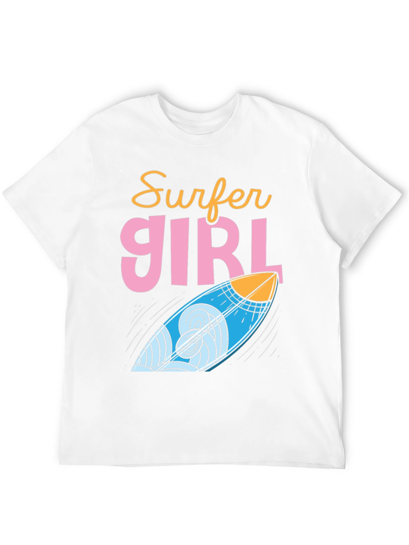 Surfer Girl Graphic Tee - Cool Surfboard Design