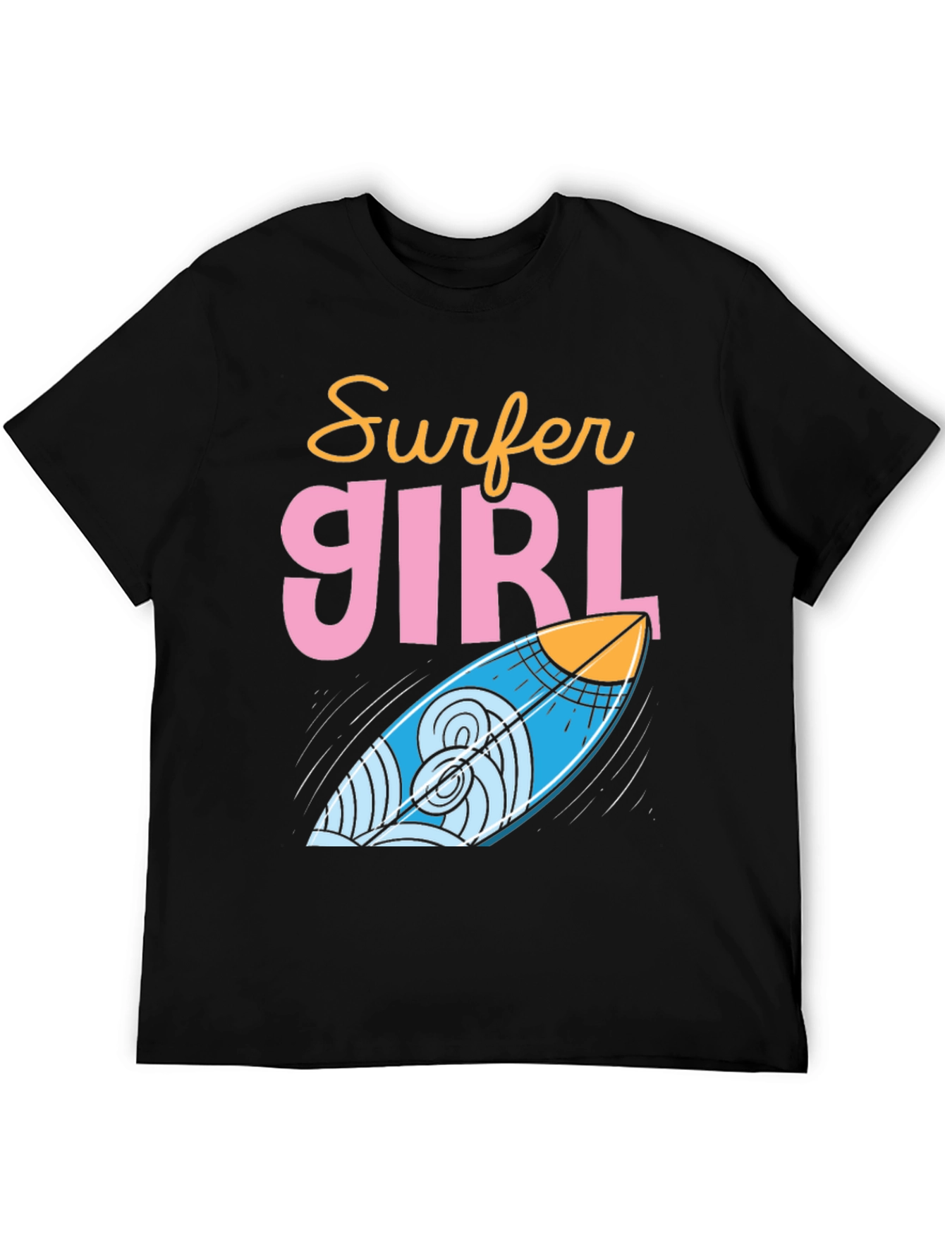 Surfer Girl Graphic Tee - Cool Surfboard Design