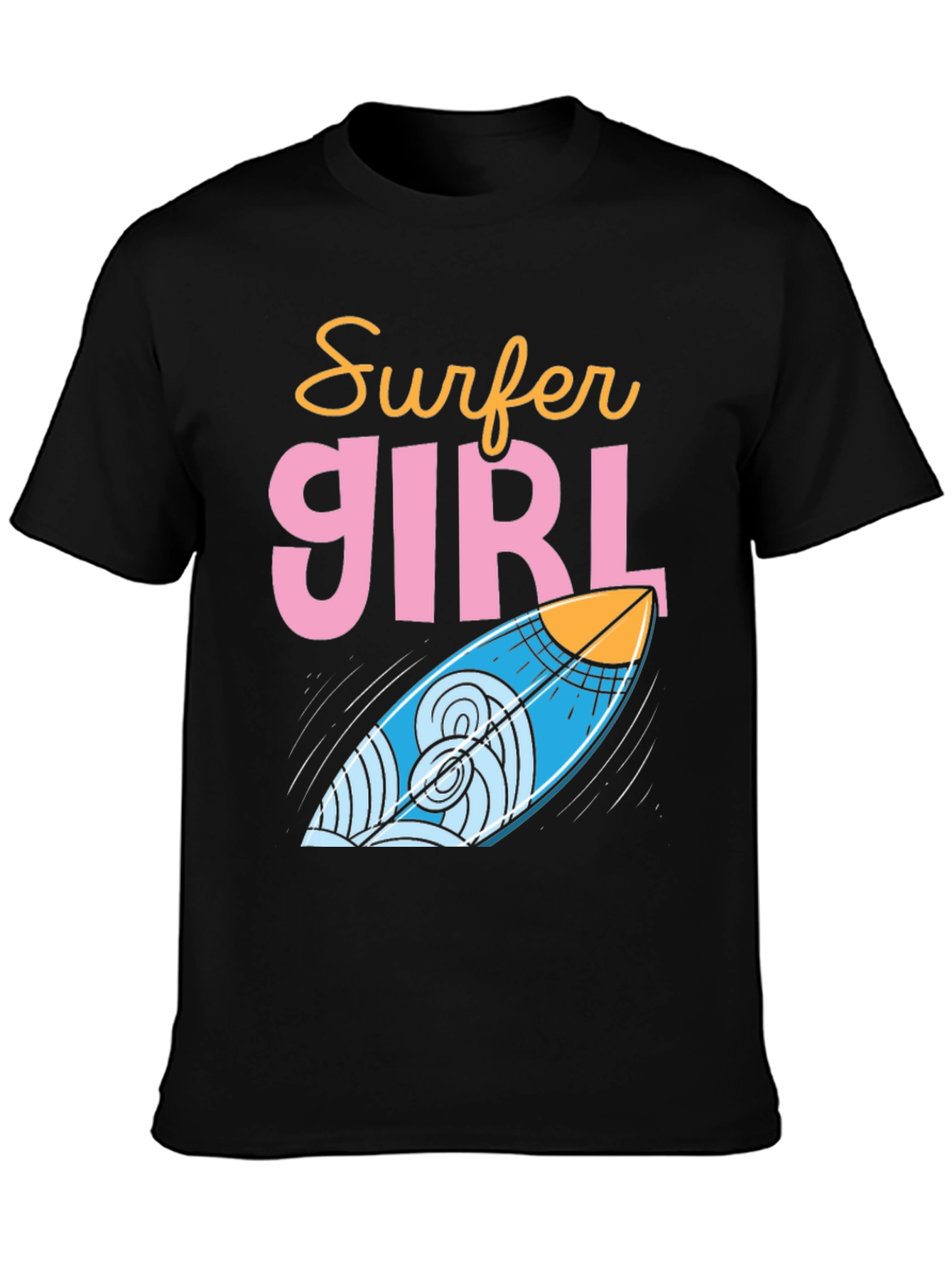 Surfer Girl Graphic Tee - Cool Surfboard Design