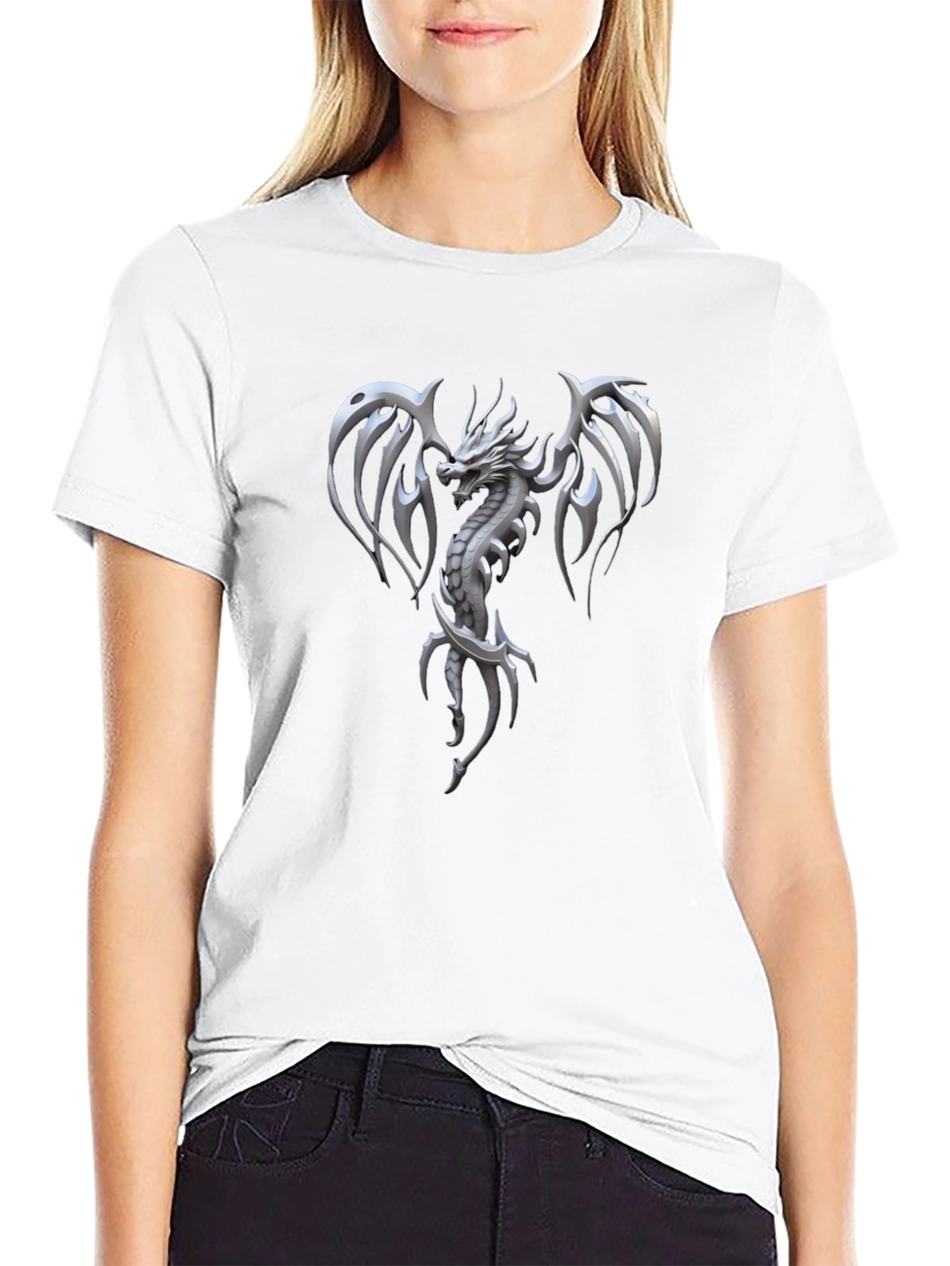 Dragon Graphic Print Mens Black T-Shirt
