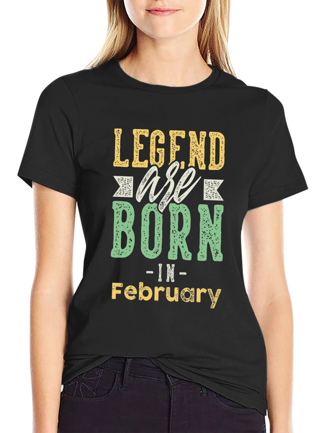 Legends Are Born in February Black T-Shirt