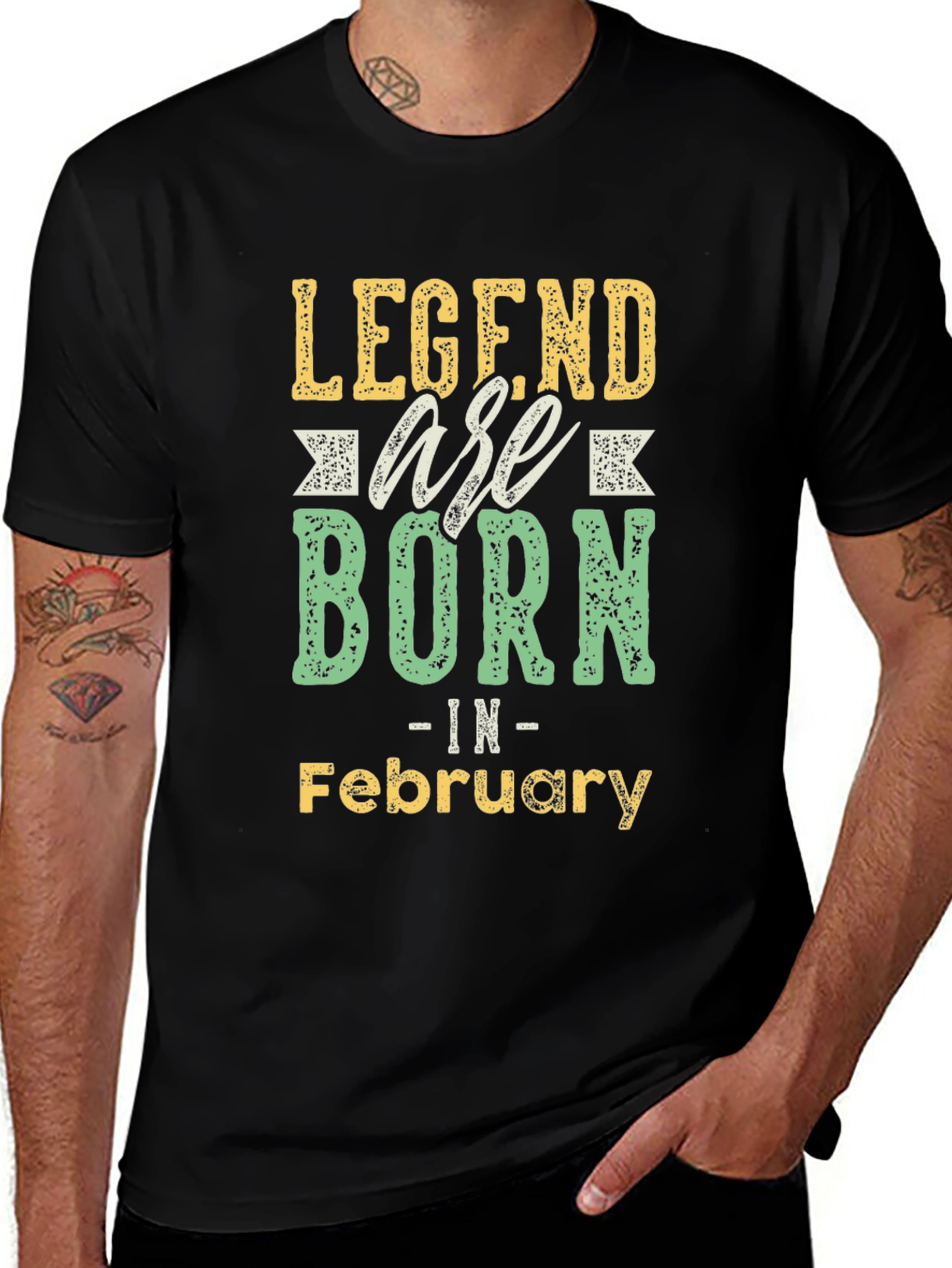 Legends Are Born in February Black T-Shirt