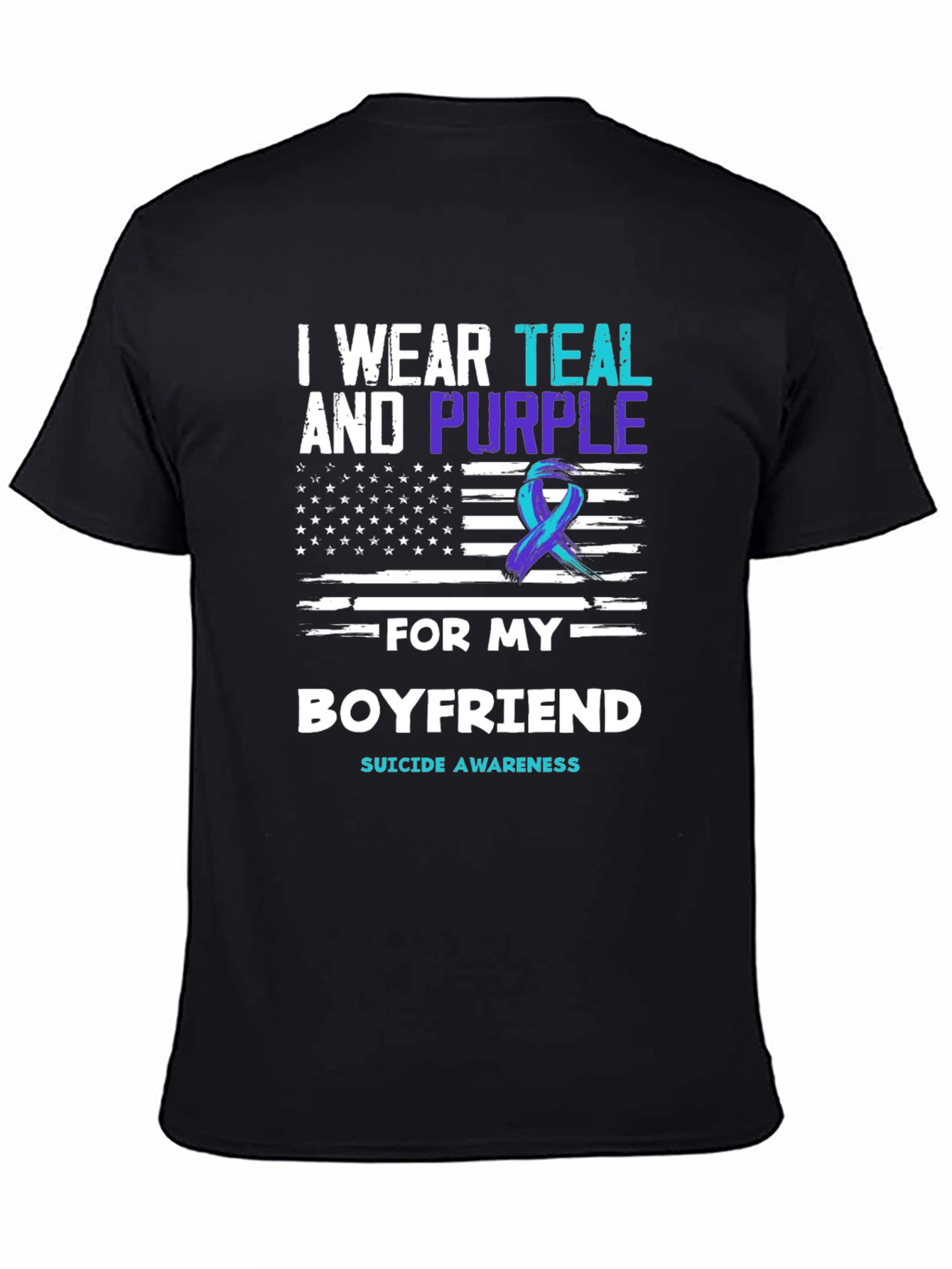 Teal & Purple Suicide Awareness Boyfriend T-Shirt