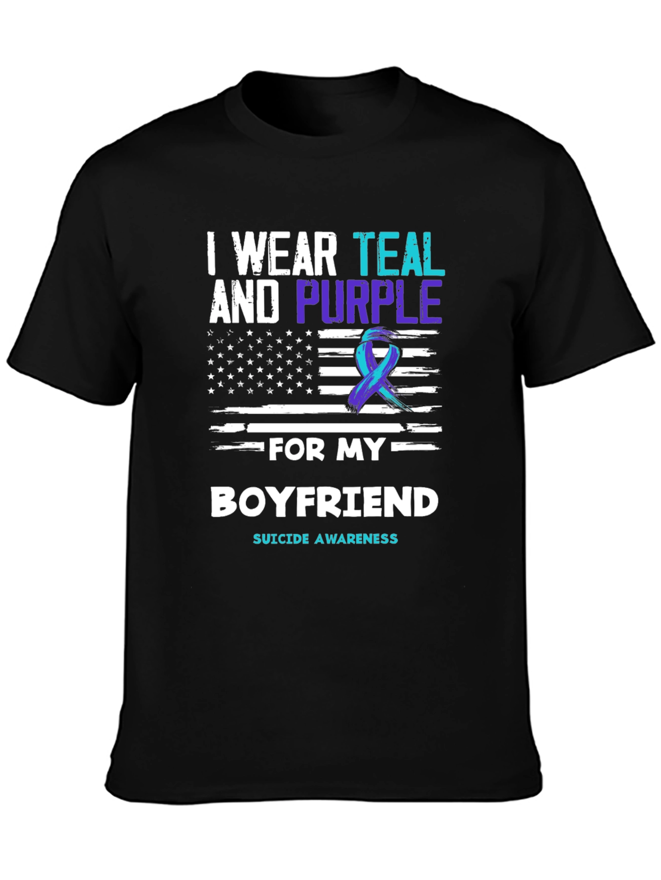 Teal & Purple Suicide Awareness Boyfriend T-Shirt