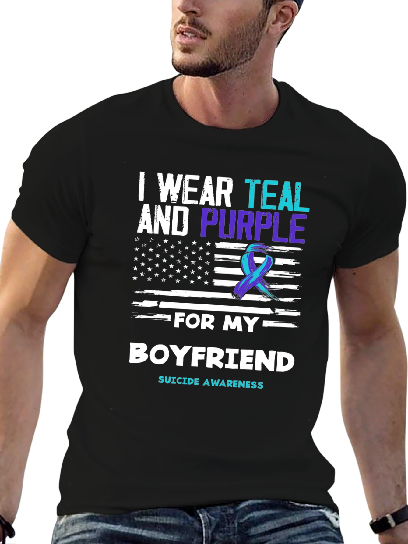 Teal & Purple Suicide Awareness Boyfriend T-Shirt