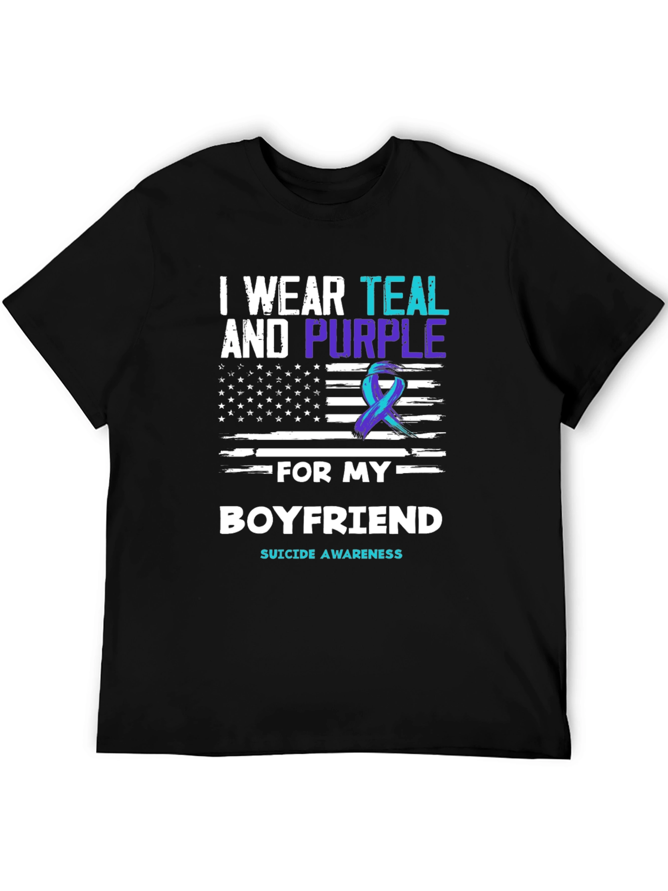 Teal & Purple Suicide Awareness Boyfriend T-Shirt
