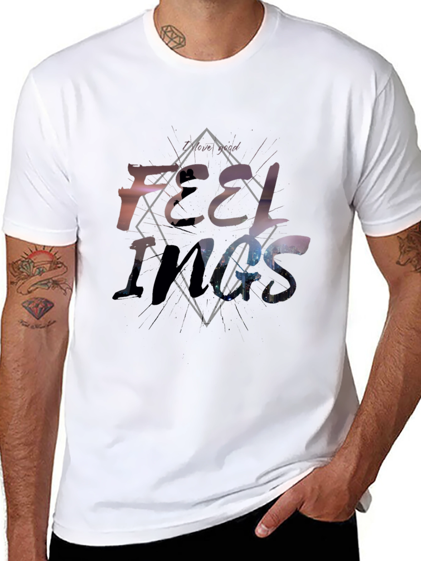 Feelings Graphic Tee - Soft Black Cotton Shirt