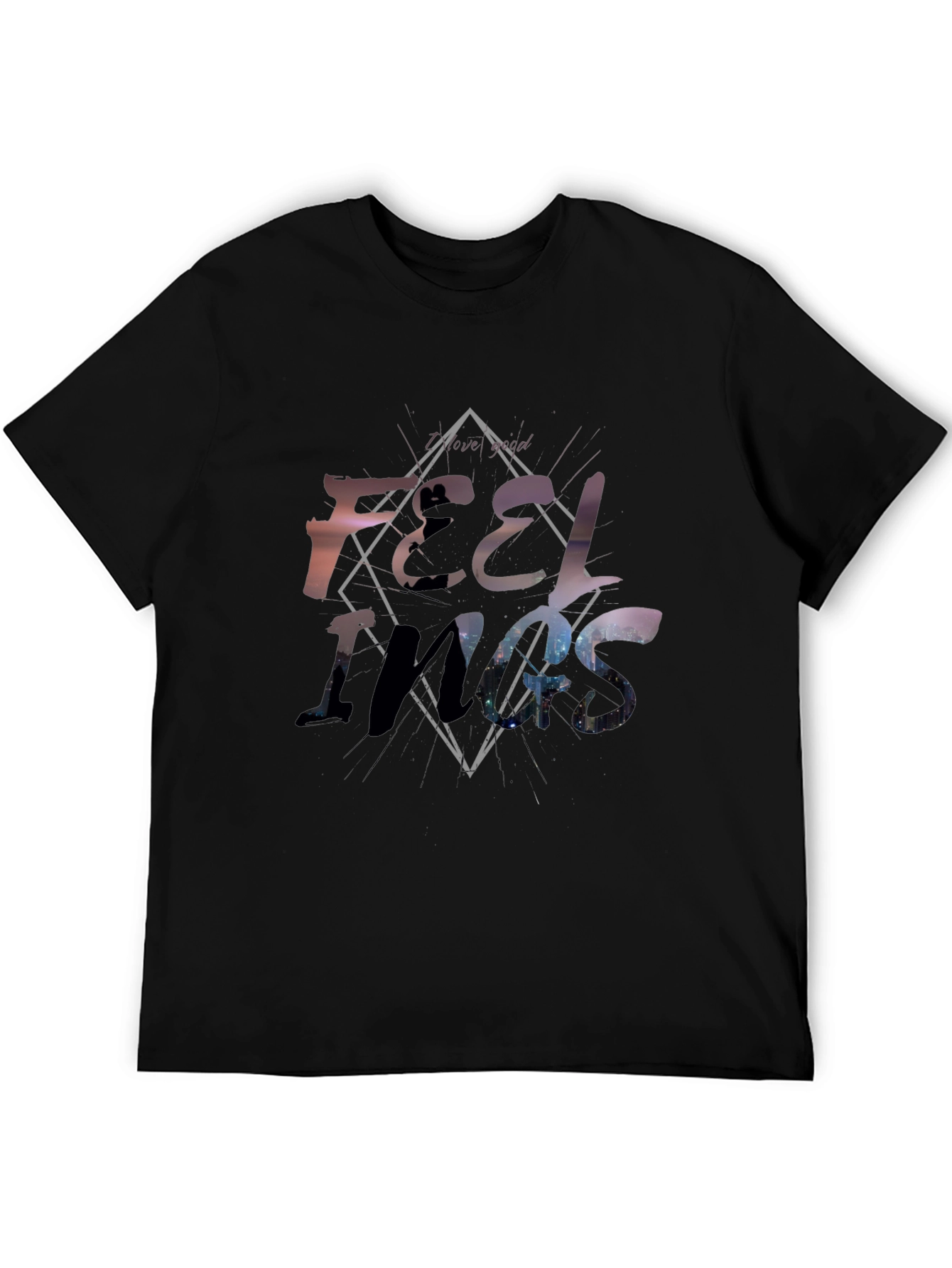 Feelings Graphic Tee - Soft Black Cotton Shirt