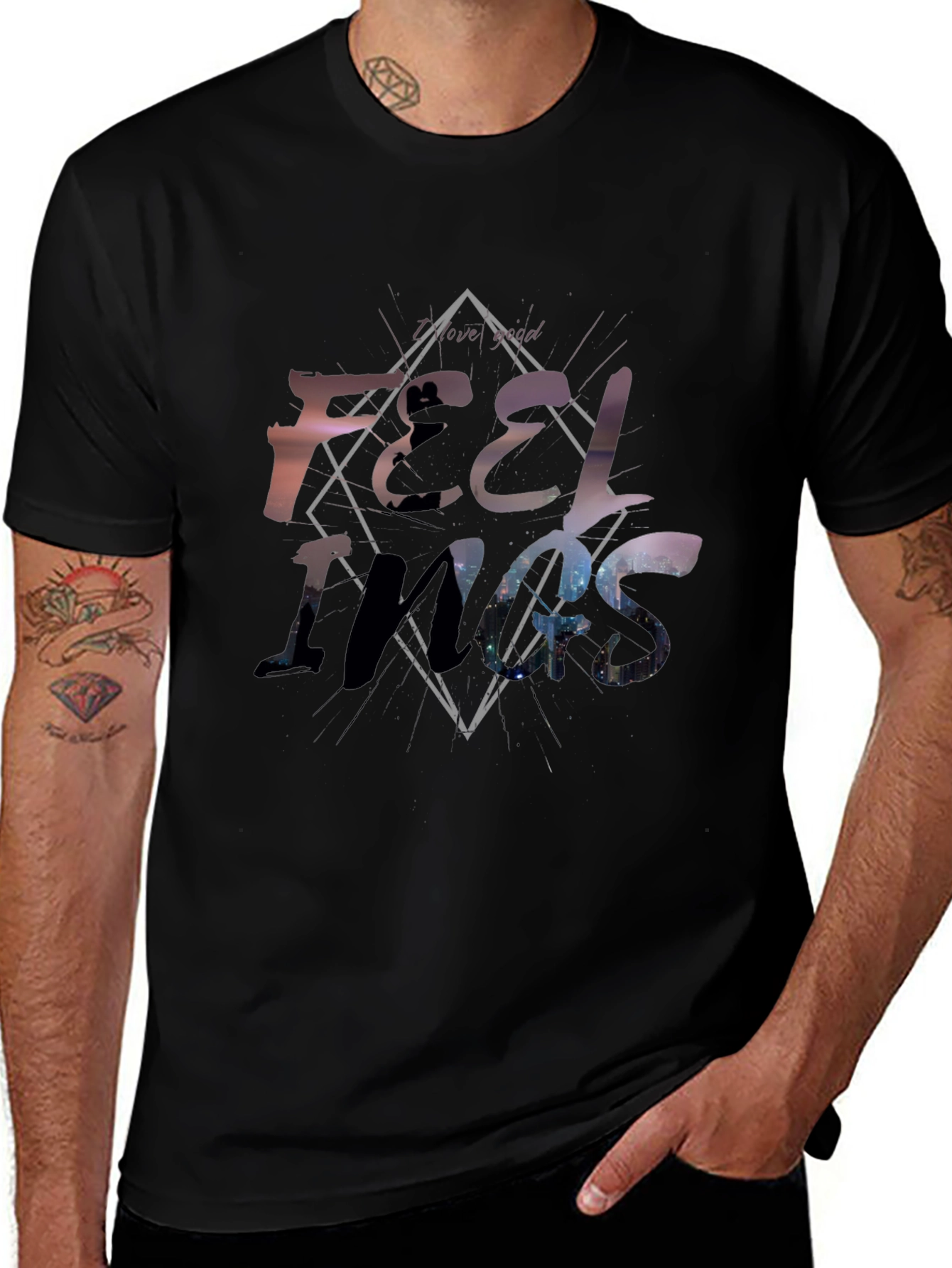 Feelings Graphic Tee - Soft Black Cotton Shirt
