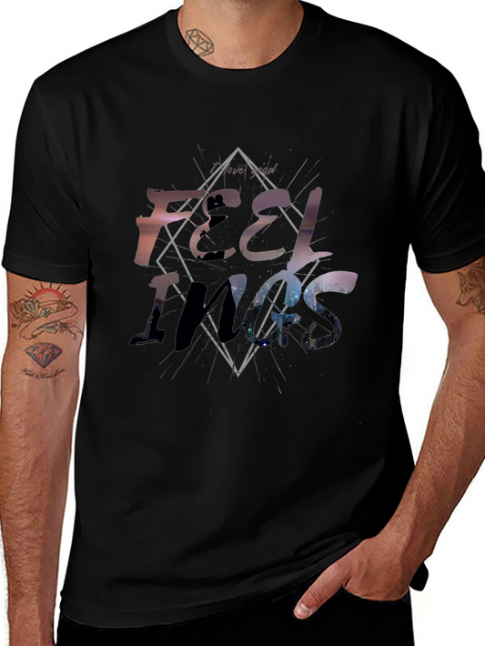 Feelings Graphic Tee - Soft Black Cotton Shirt