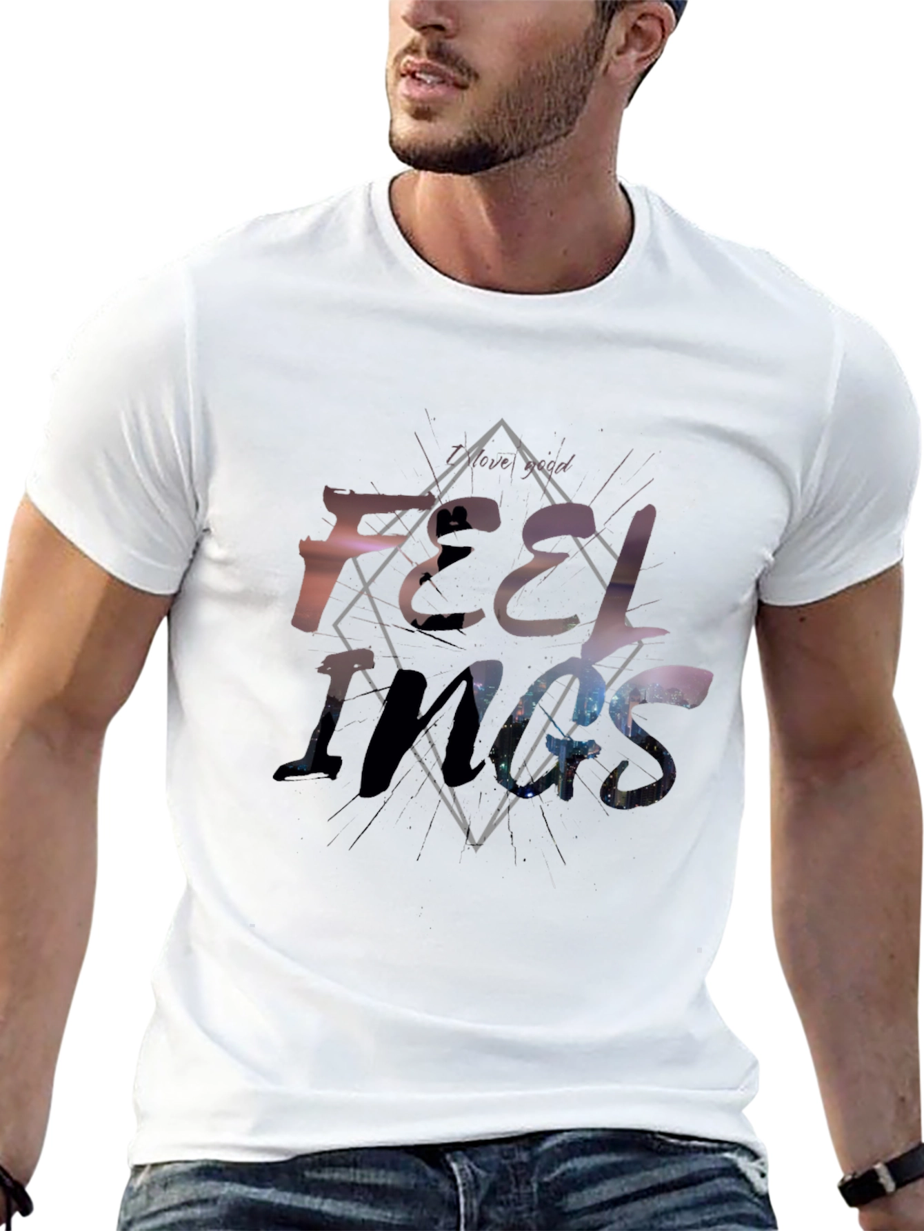 Feelings Graphic Tee - Soft Black Cotton Shirt