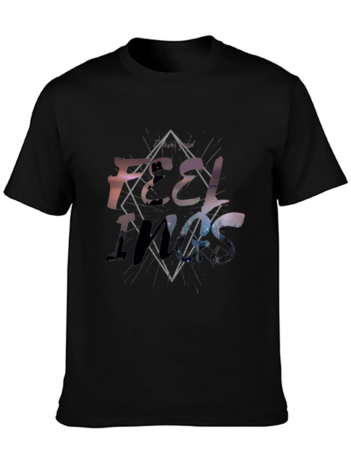 Feelings Graphic Tee - Soft Black Cotton Shirt