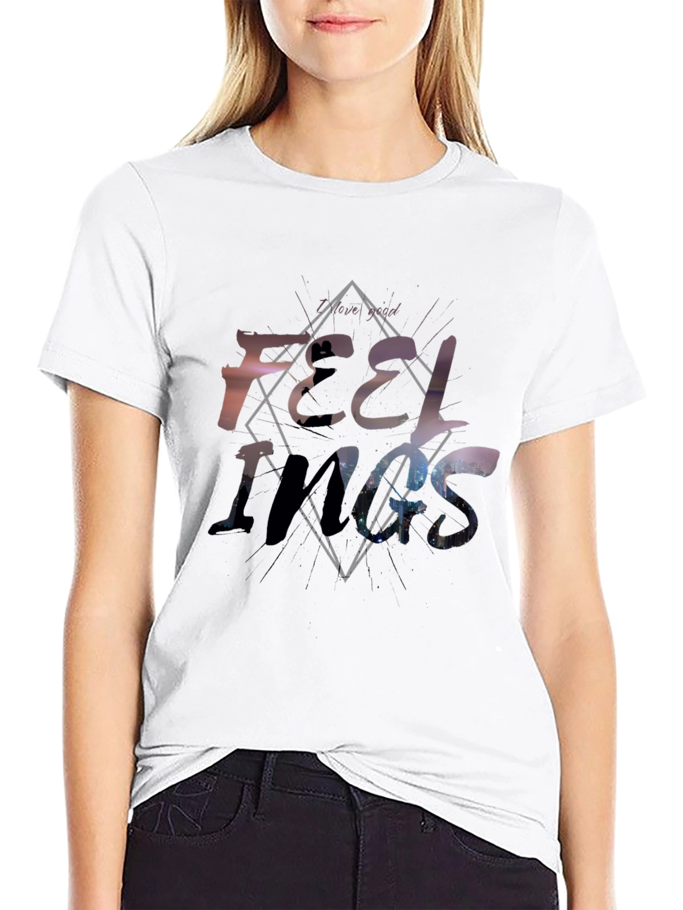 Feelings Graphic Tee - Soft Black Cotton Shirt