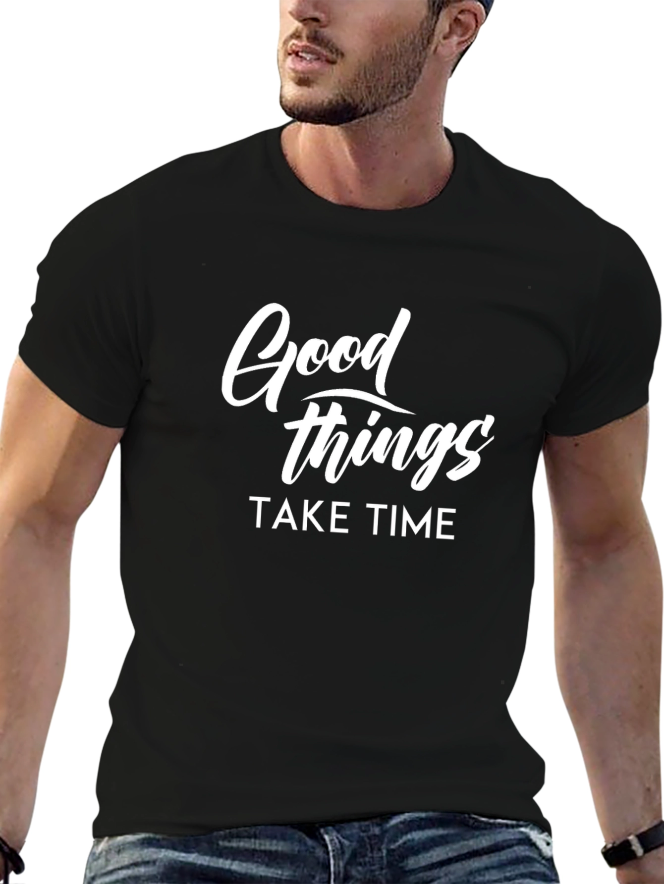 Good Things Take Time Black Graphic Tee