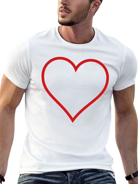 Heart Graphic Tee - Red Outline on Black