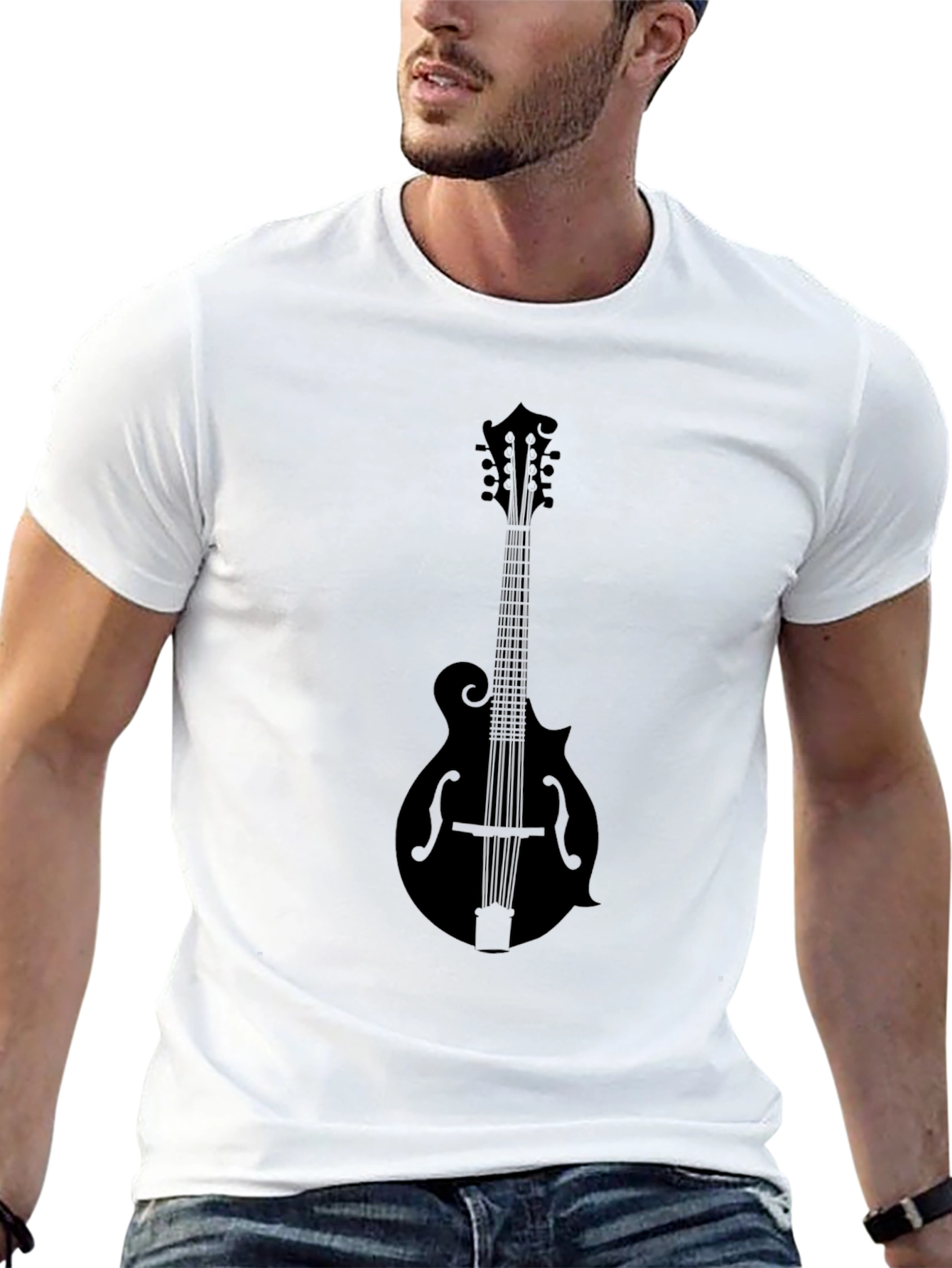 Black Mandolin Graphic T-Shirt - Musician Style