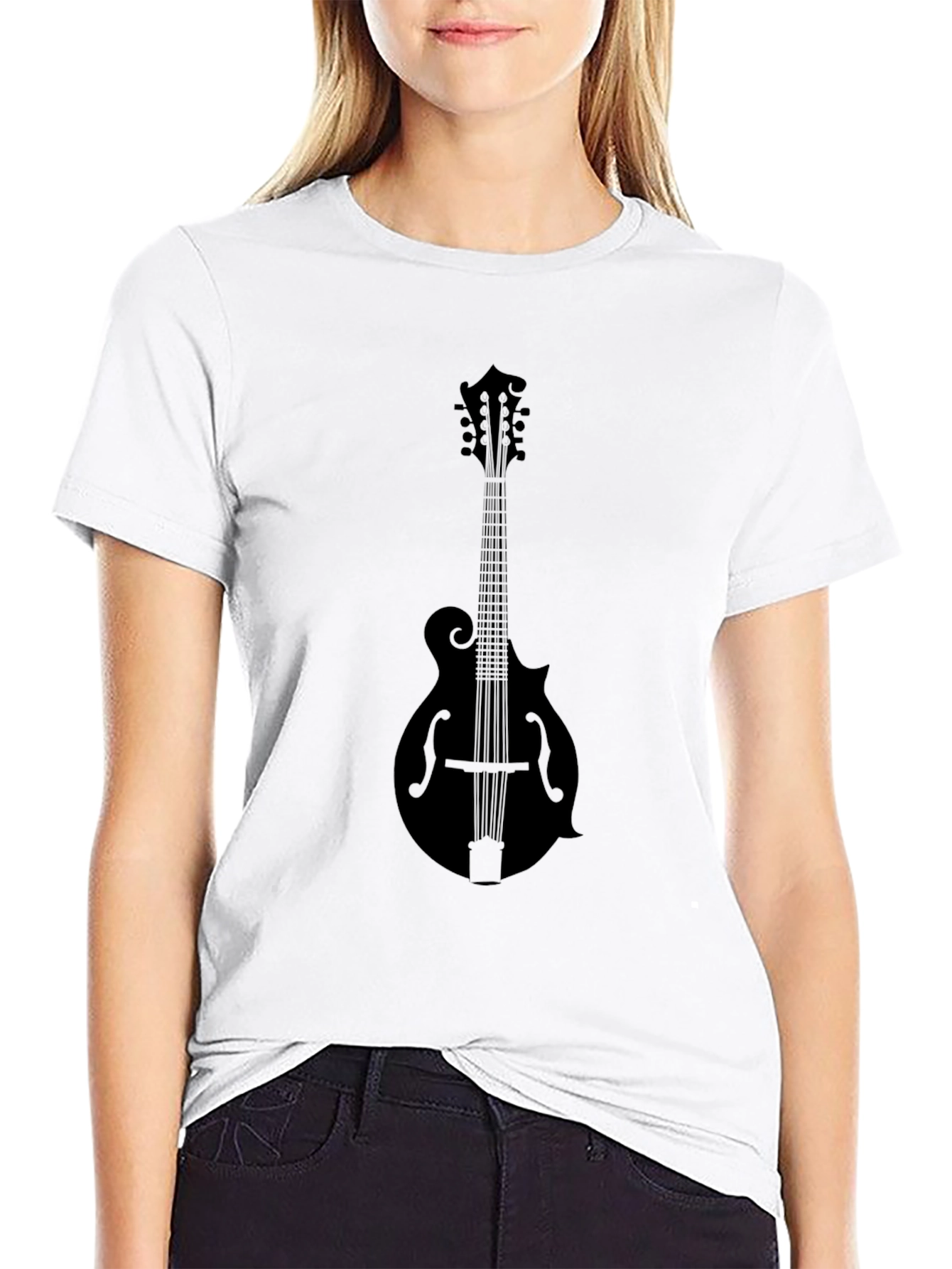 Black Mandolin Graphic T-Shirt - Musician Style