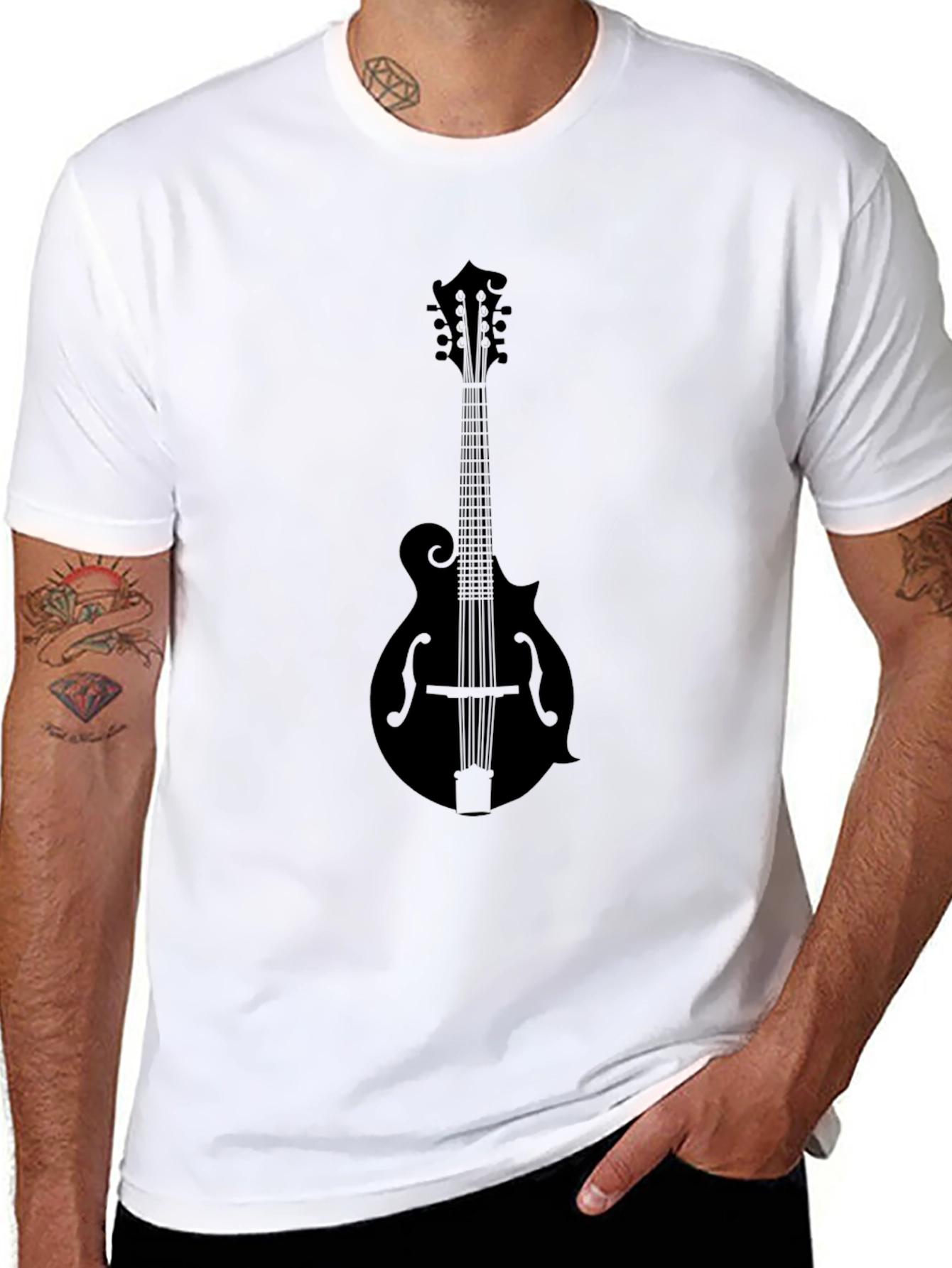 Black Mandolin Graphic T-Shirt - Musician Style